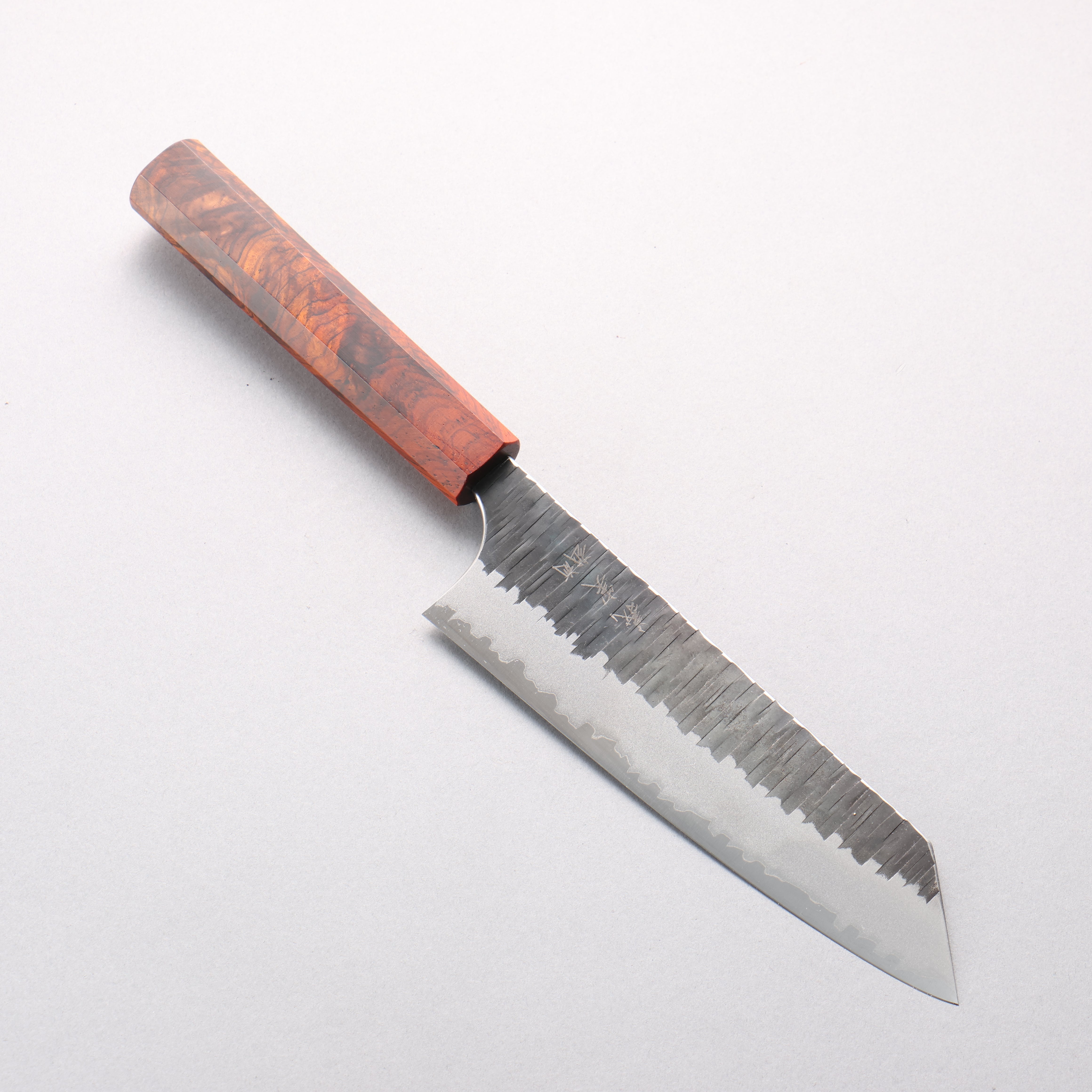 Yoshimi Kato Kasuri Blue Super Hammered Kurouchi Bunka 170mm Cocobolo Handle - Seisuke Knife