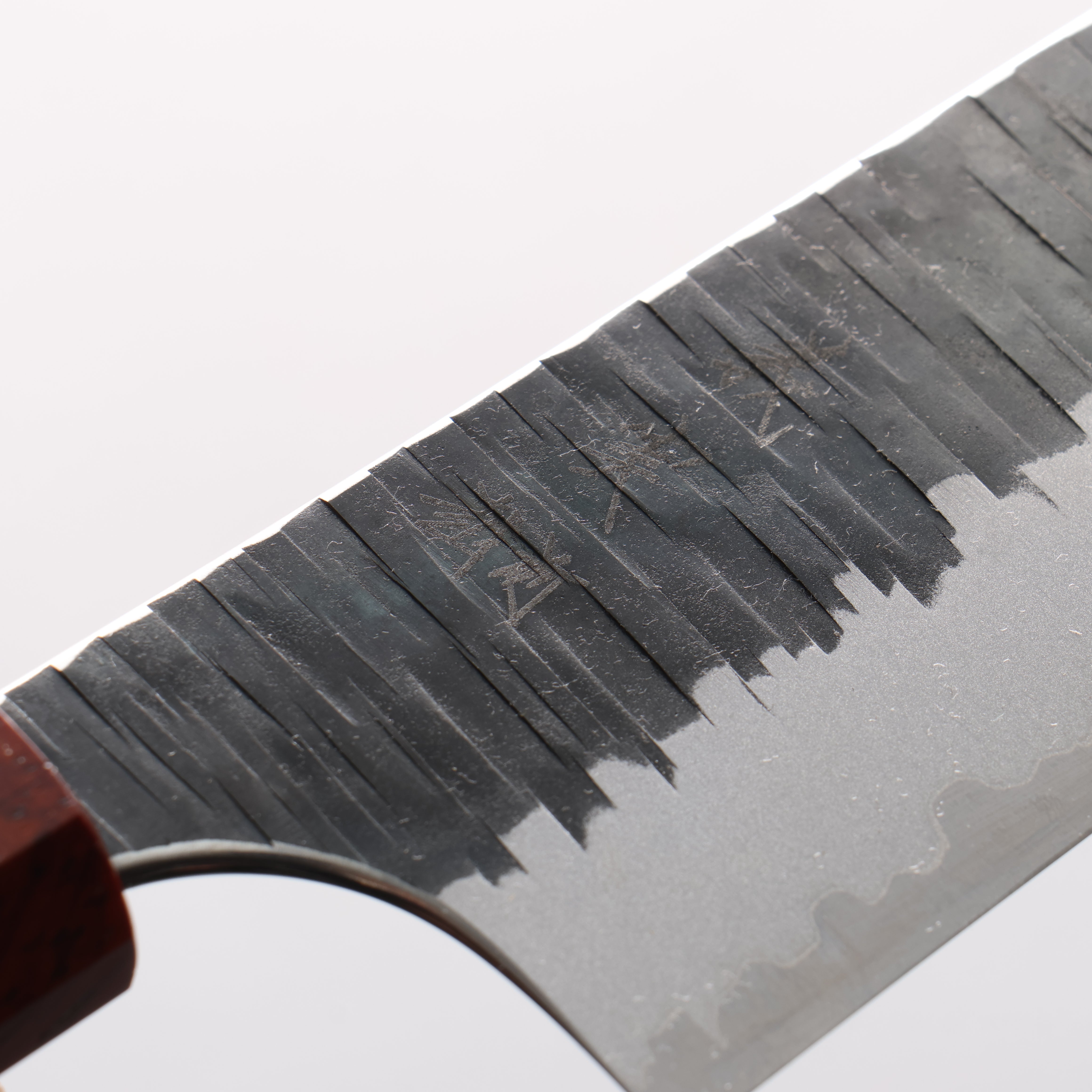 Yoshimi Kato Kasuri Blue Super Hammered Kurouchi Bunka 170mm Cocobolo Handle - Seisuke Knife