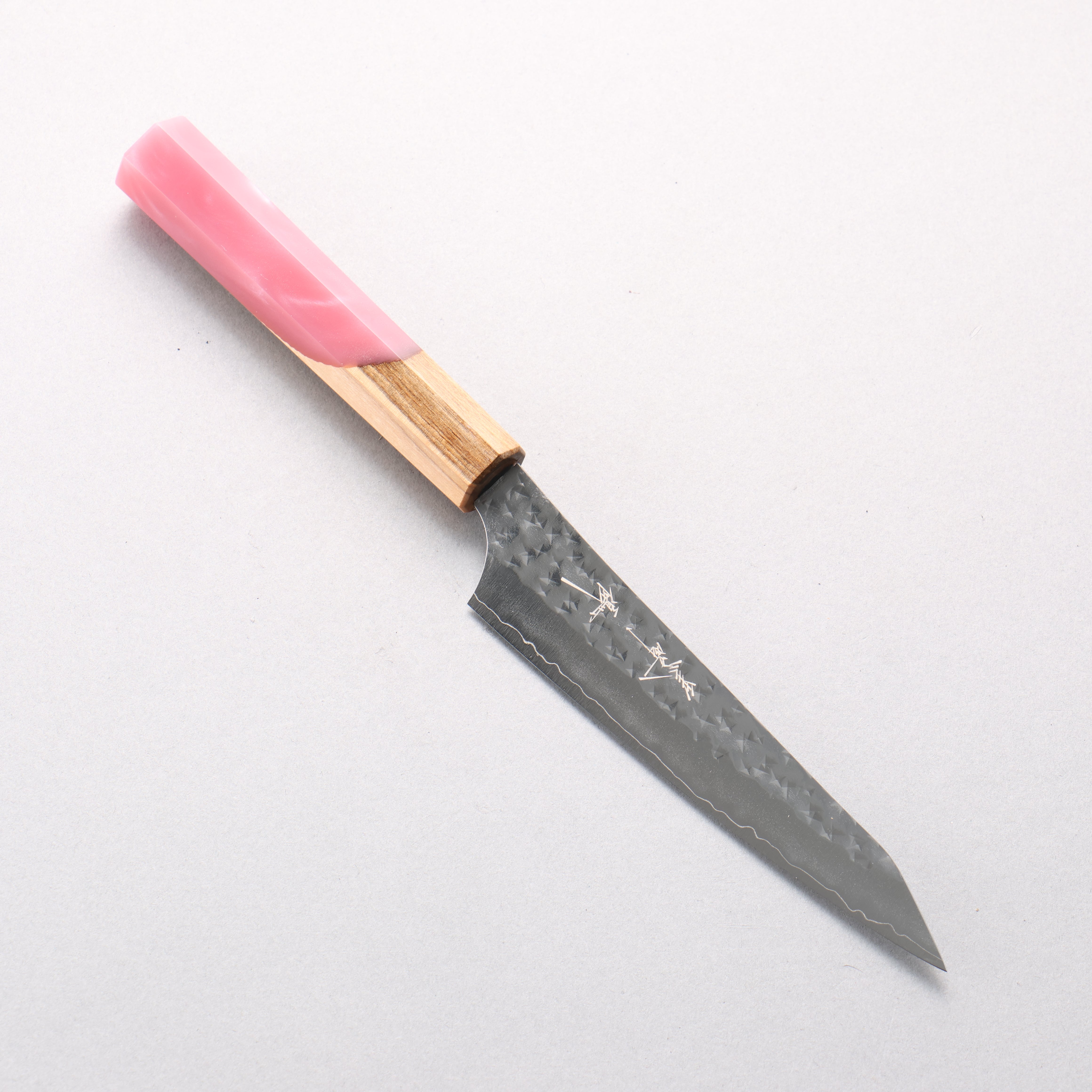 Yu Kurosaki Senko Ei SG2 Hammered Petty-Utility 130mm Olive Wood & Pink Resin Handle - Seisuke Knife