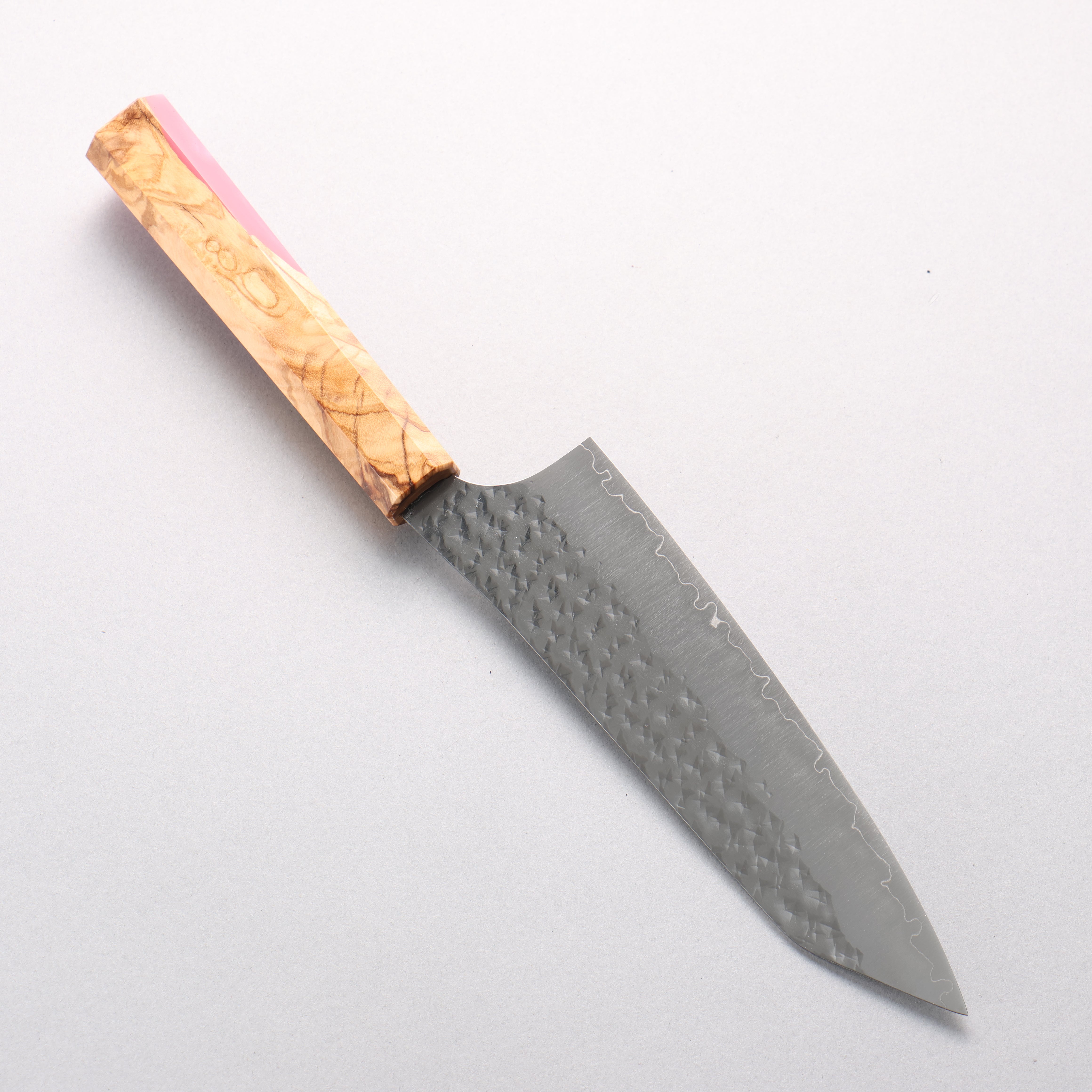 Yu Kurosaki Senko Ei SG2 Hammered Bunka 170mm Olive Wood & Pink Resin Handle - Seisuke Knife
