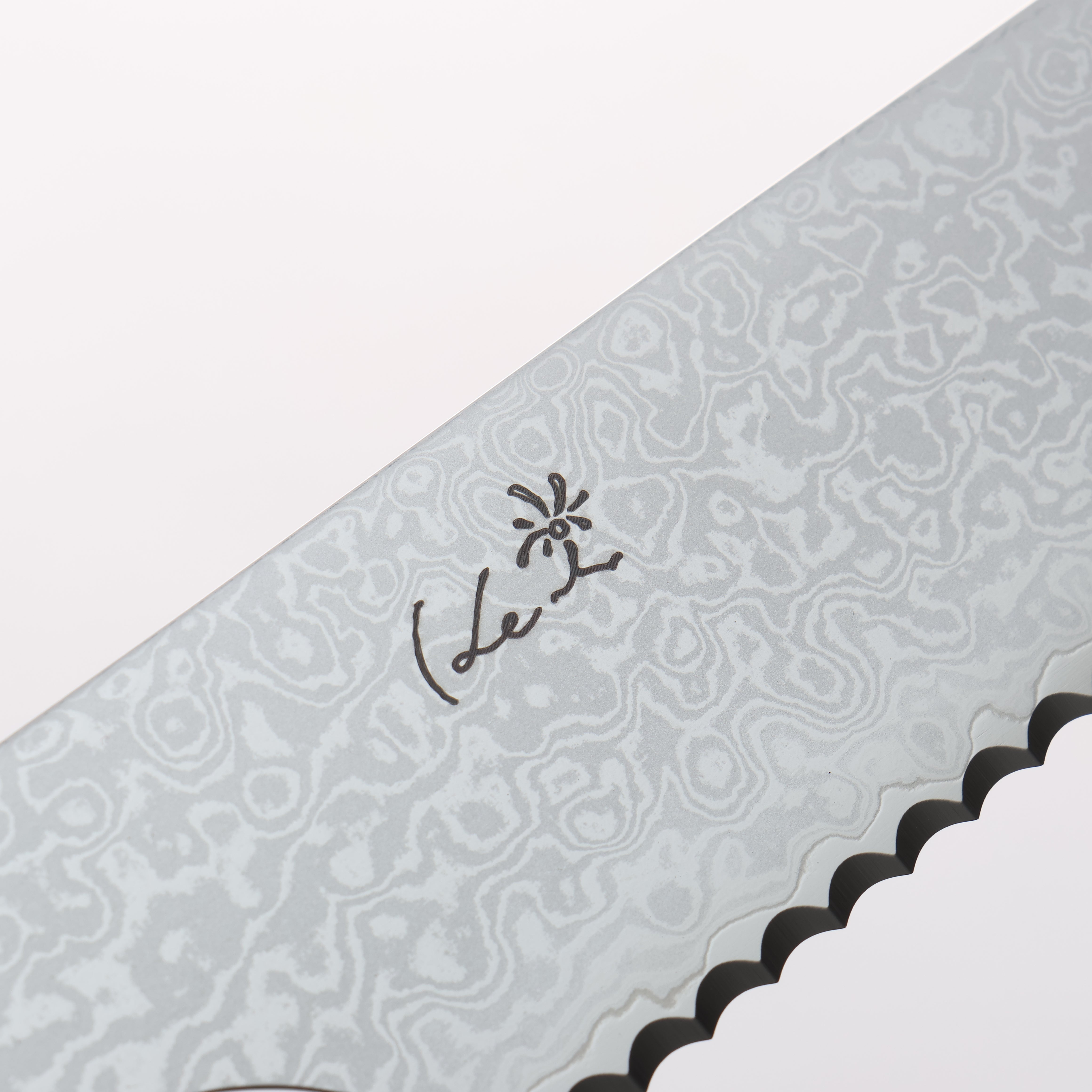 Kei VG10 Damascus Bread Slicer 240mm Blue Micarta Handle - Seisuke Knife