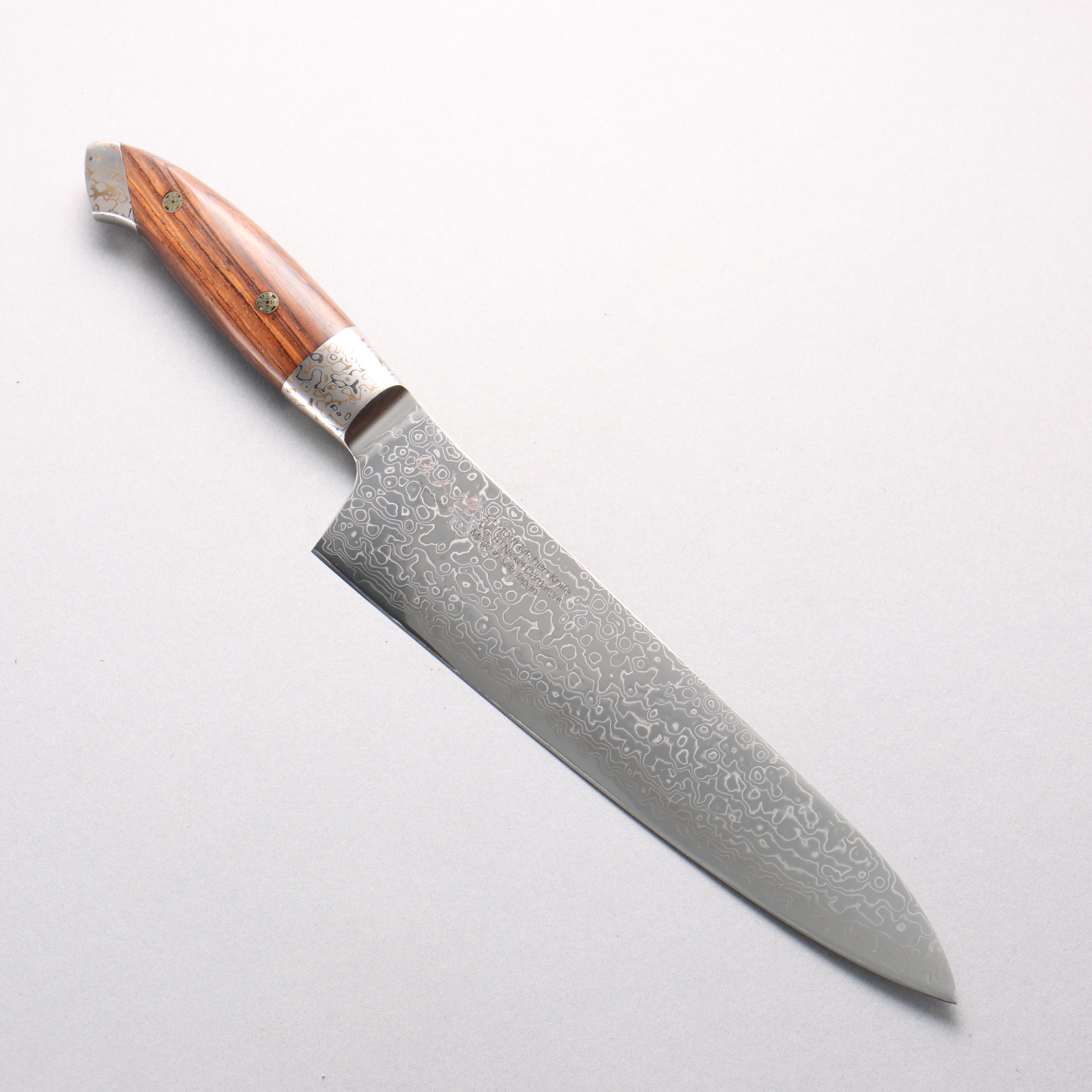 Kajin VG10 Damascus Gyuto 210mm Shitan Handle - Seisuke Knife