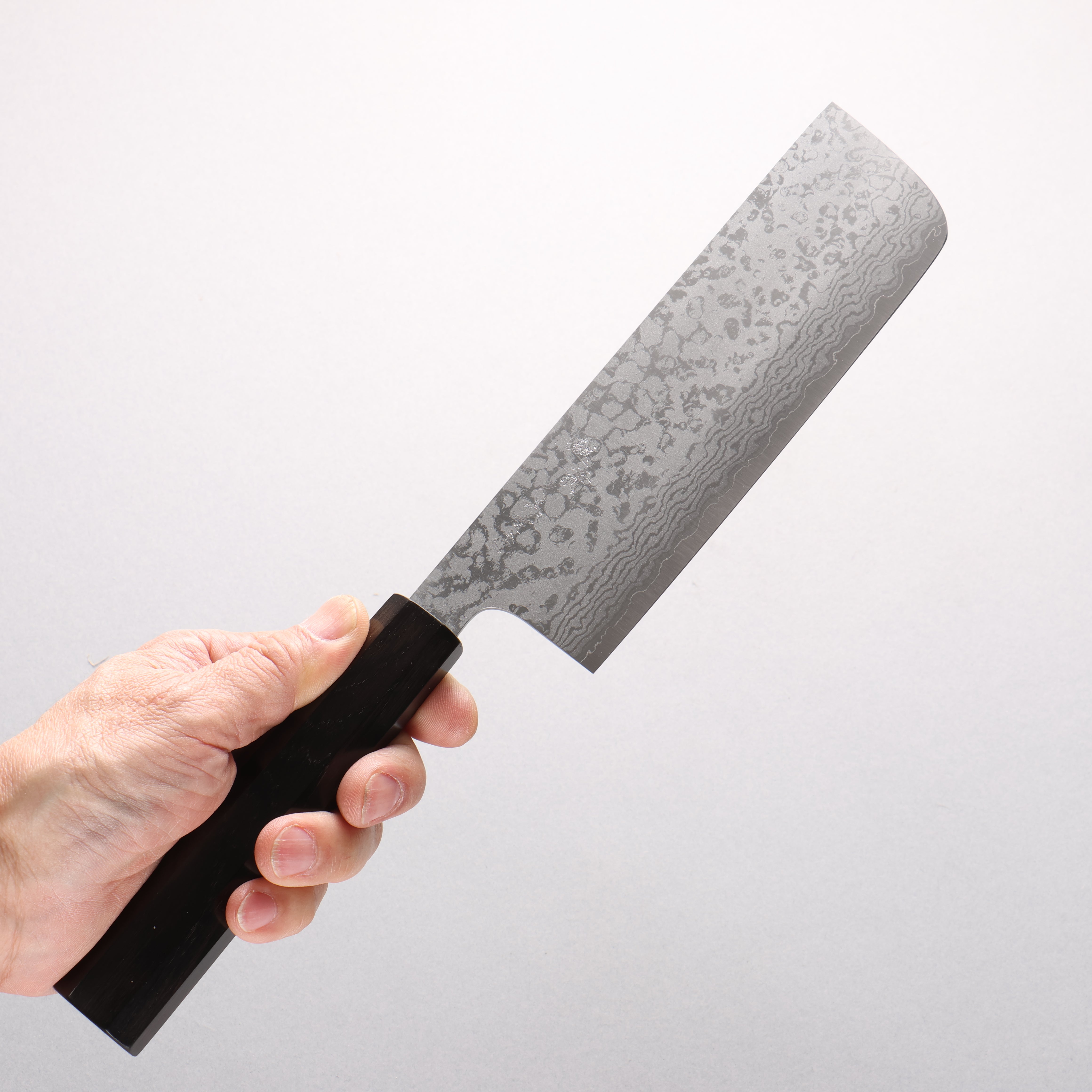 Makoto Kurosaki VG7 Damascus Nakiri 165mm Ebony Wood Handle - Seisuke Knife