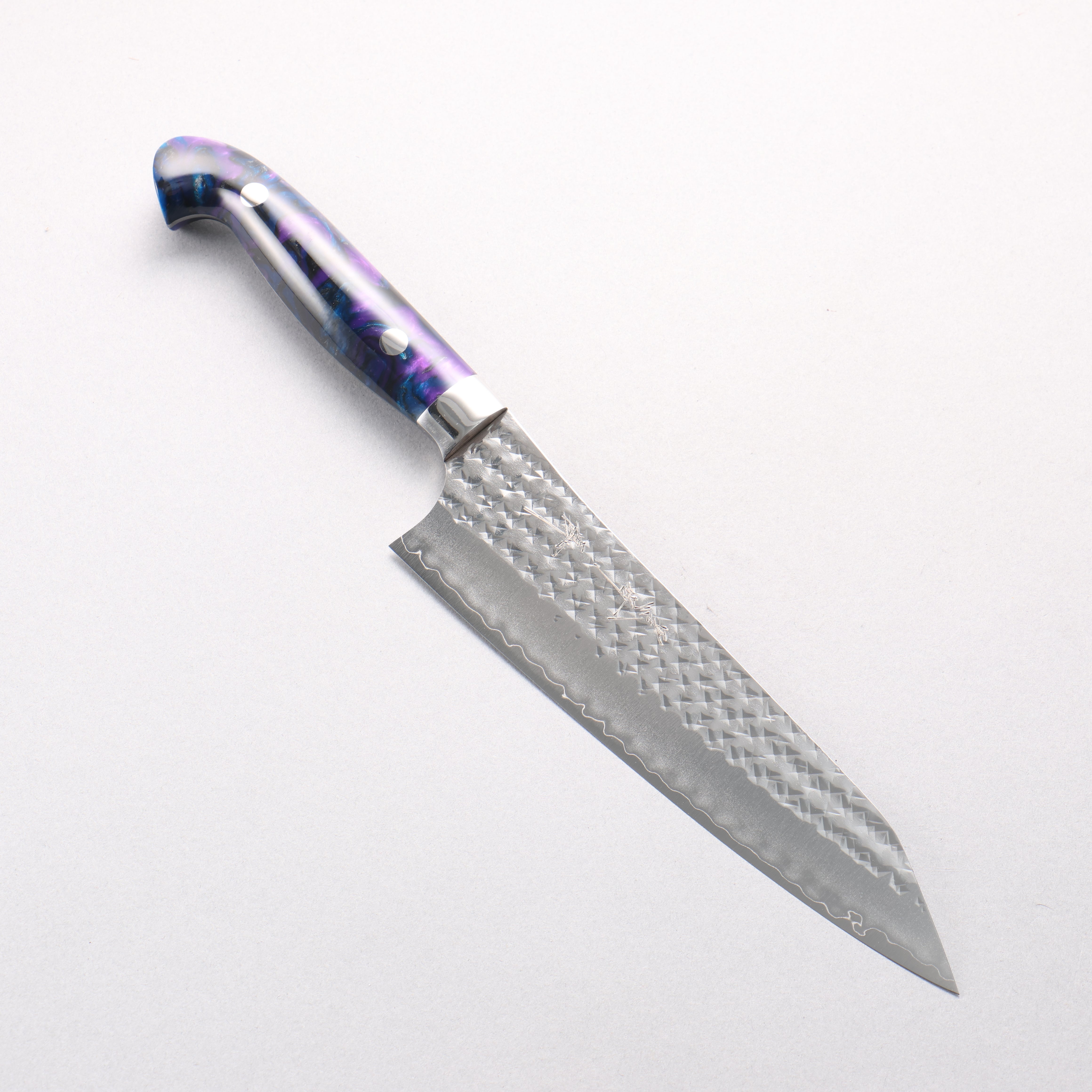 Yu Kurosaki Senko Ei SG2 Hammered Gyuto 180mm Blue Purple Acrylic Handle - Seisuke Knife