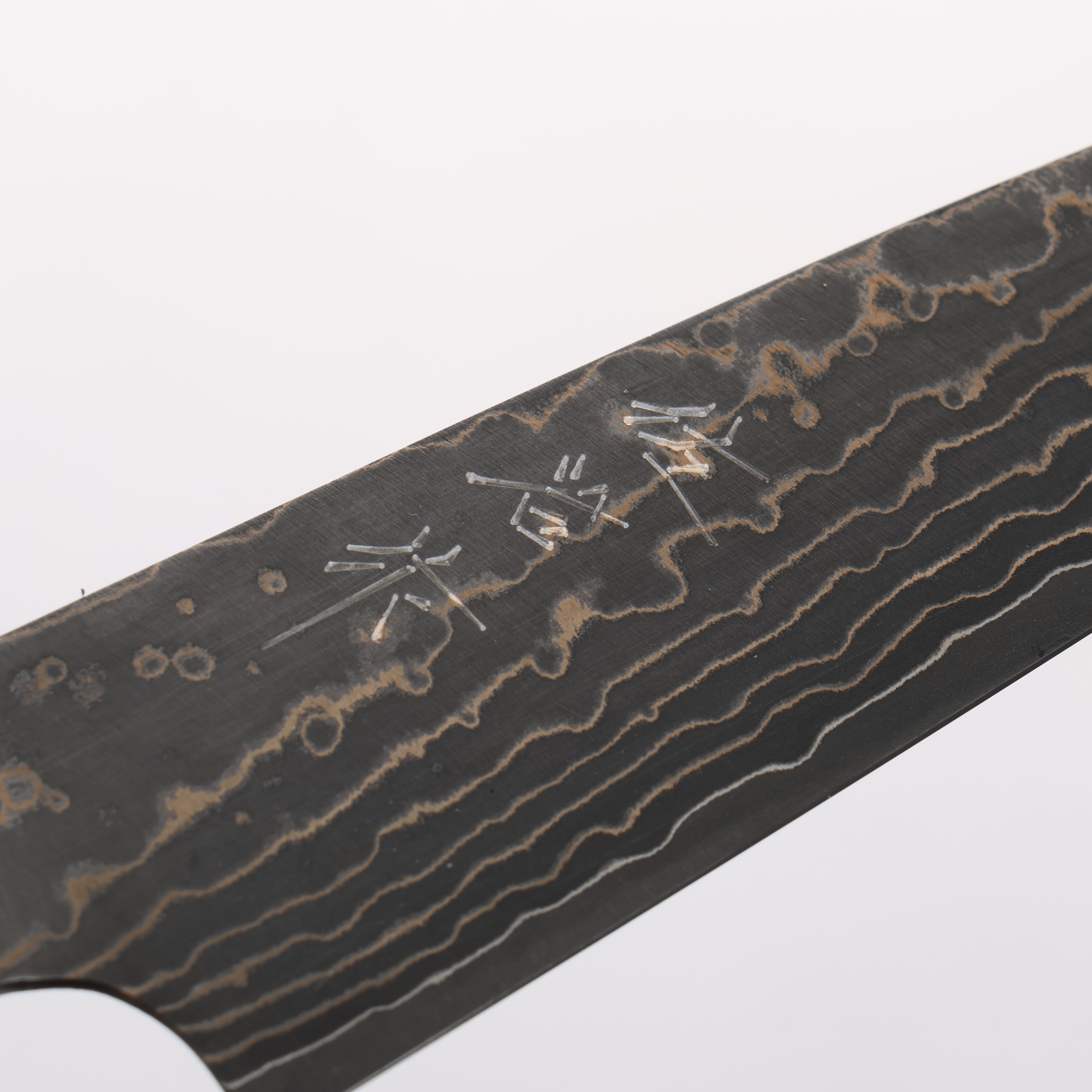 Takeshi Saji VG10w Damascus Gold Colored Petty-Utility 130mm White Deer Horn Handle - Seisuke Knife