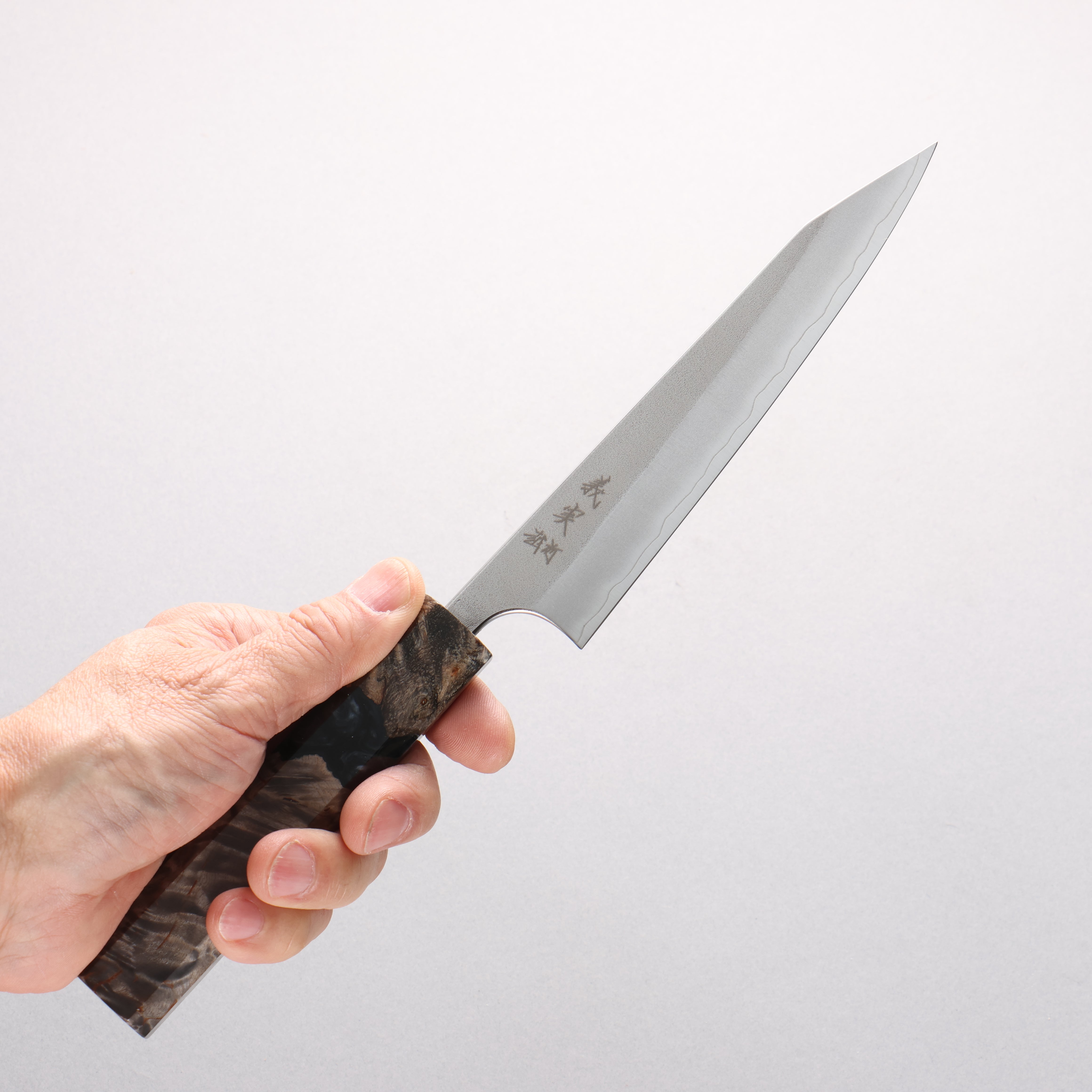 Yoshimi Kato SG2 Nashiji Kiritsuke Petty-Utility 150mm Stabilized Birch & Black Resin Handle - Seisuke Knife
