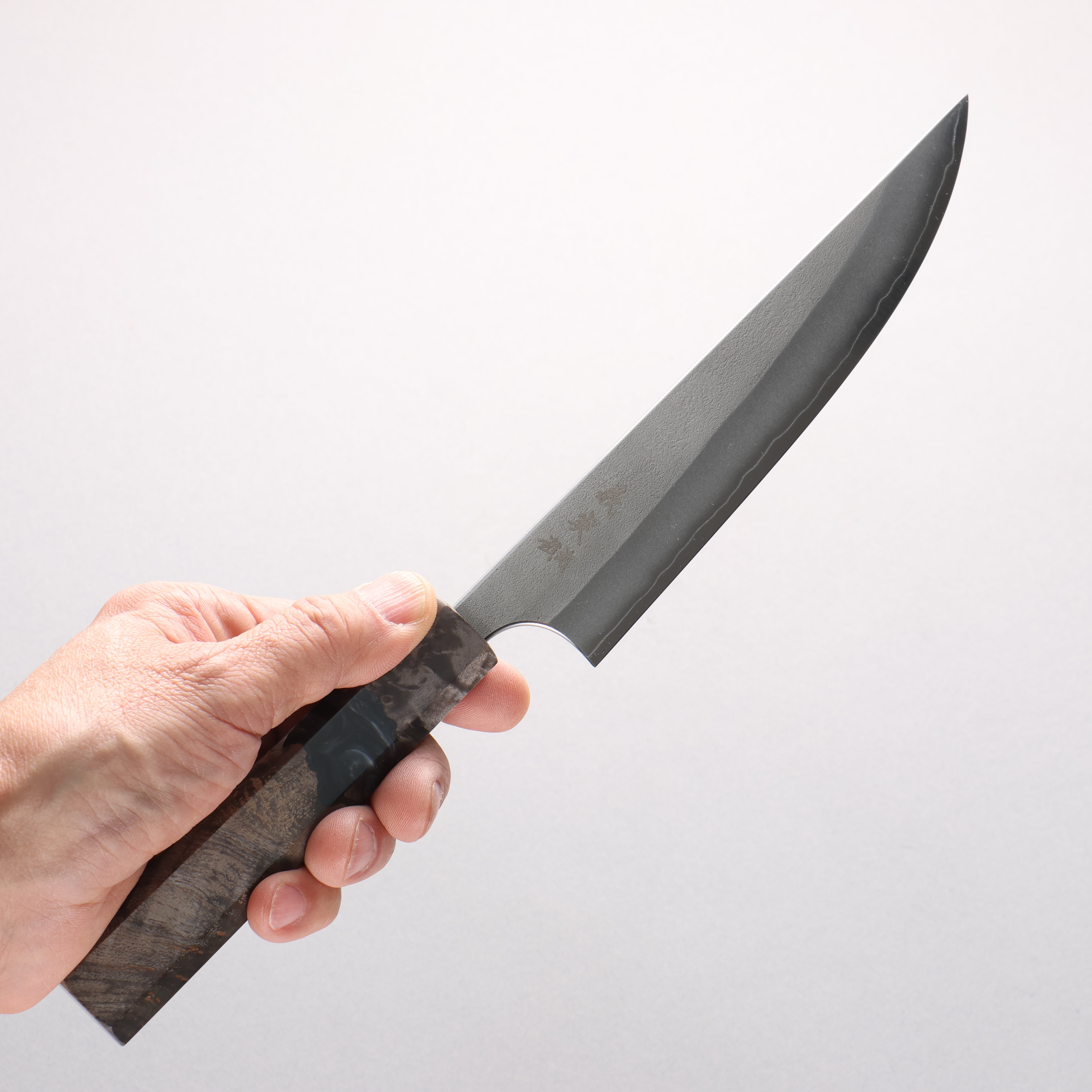 Yoshimi Kato SG2 Nashiji Kengata Petty-Utility 170mm Stabilized Birch & Black Resin Handle - Seisuke Knife