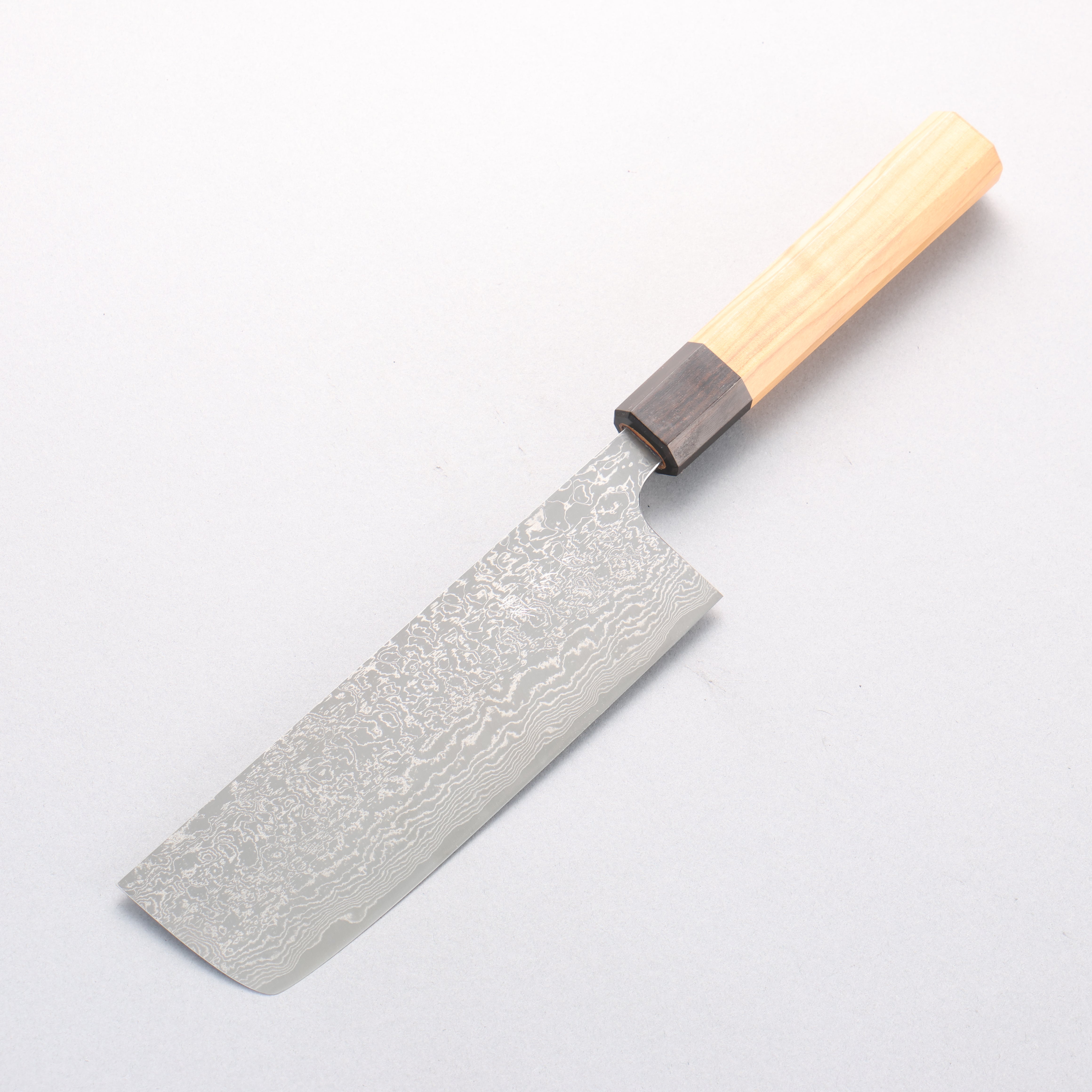 Anryu VG10 Migaki Damascus Nakiri 165mm Olive Wood Handle - Seisuke Knife