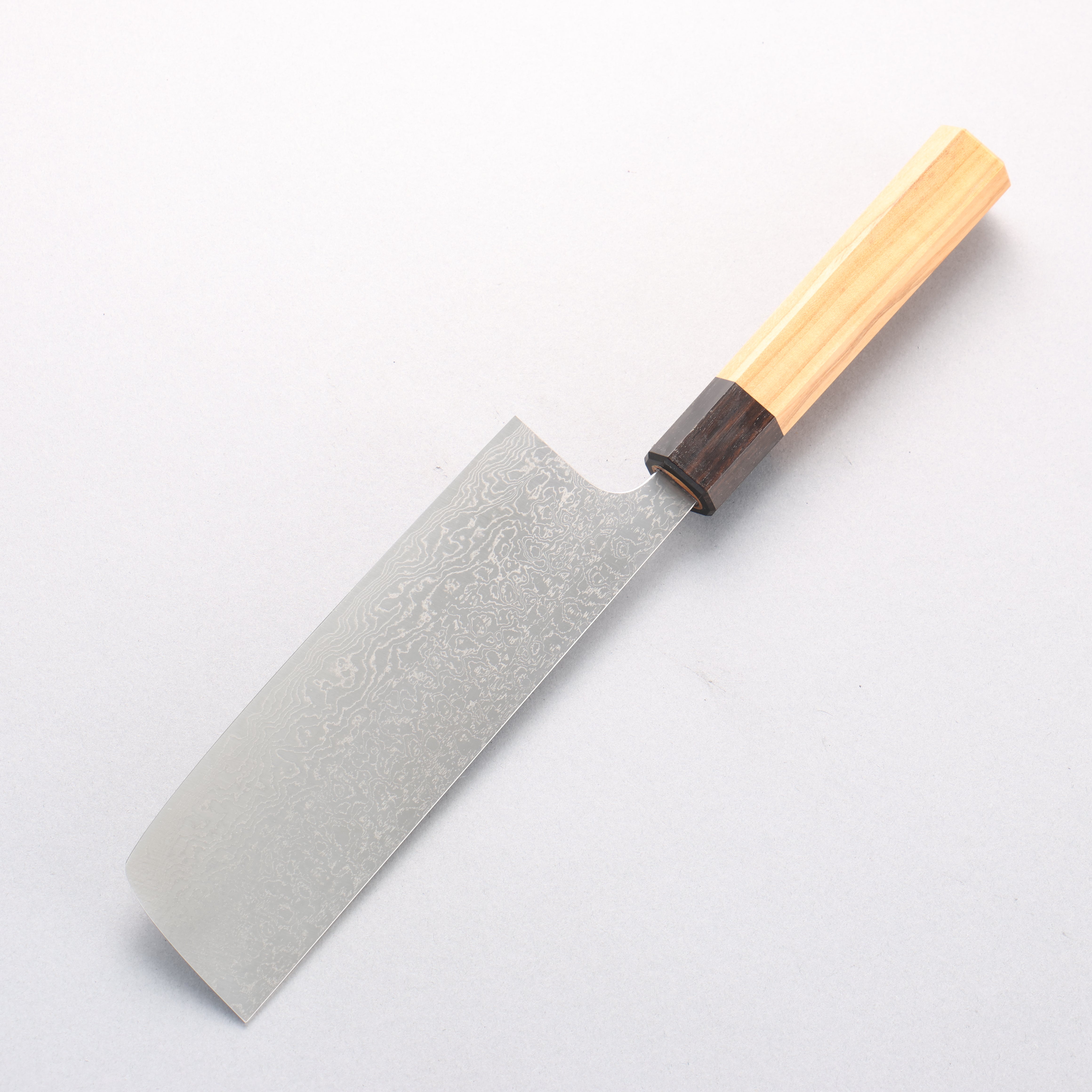 Anryu VG10 Migaki Damascus Nakiri 165mm Olive Wood Handle - Seisuke Knife
