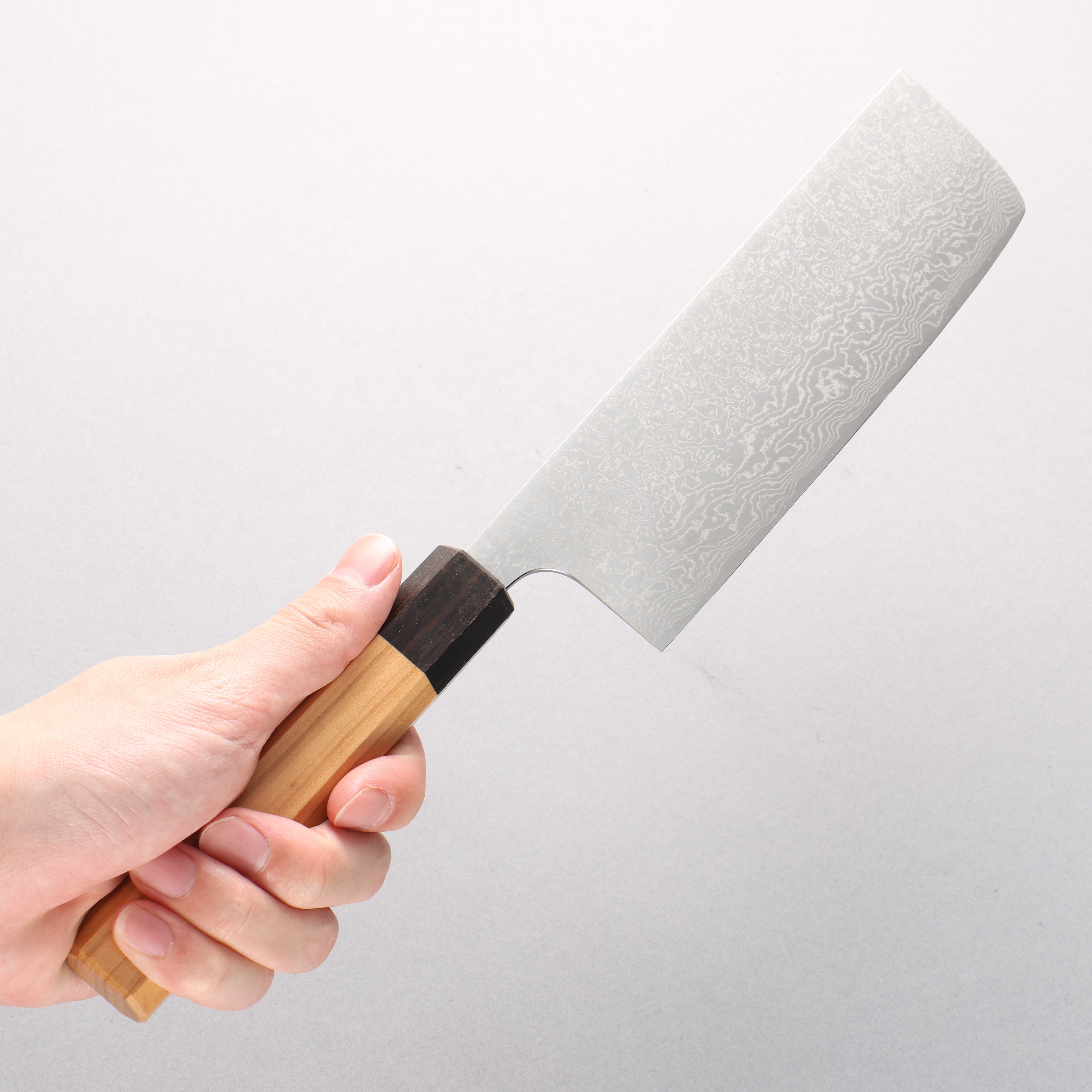 Anryu VG10 Migaki Damascus Nakiri 165mm Olive Wood Handle - Seisuke Knife