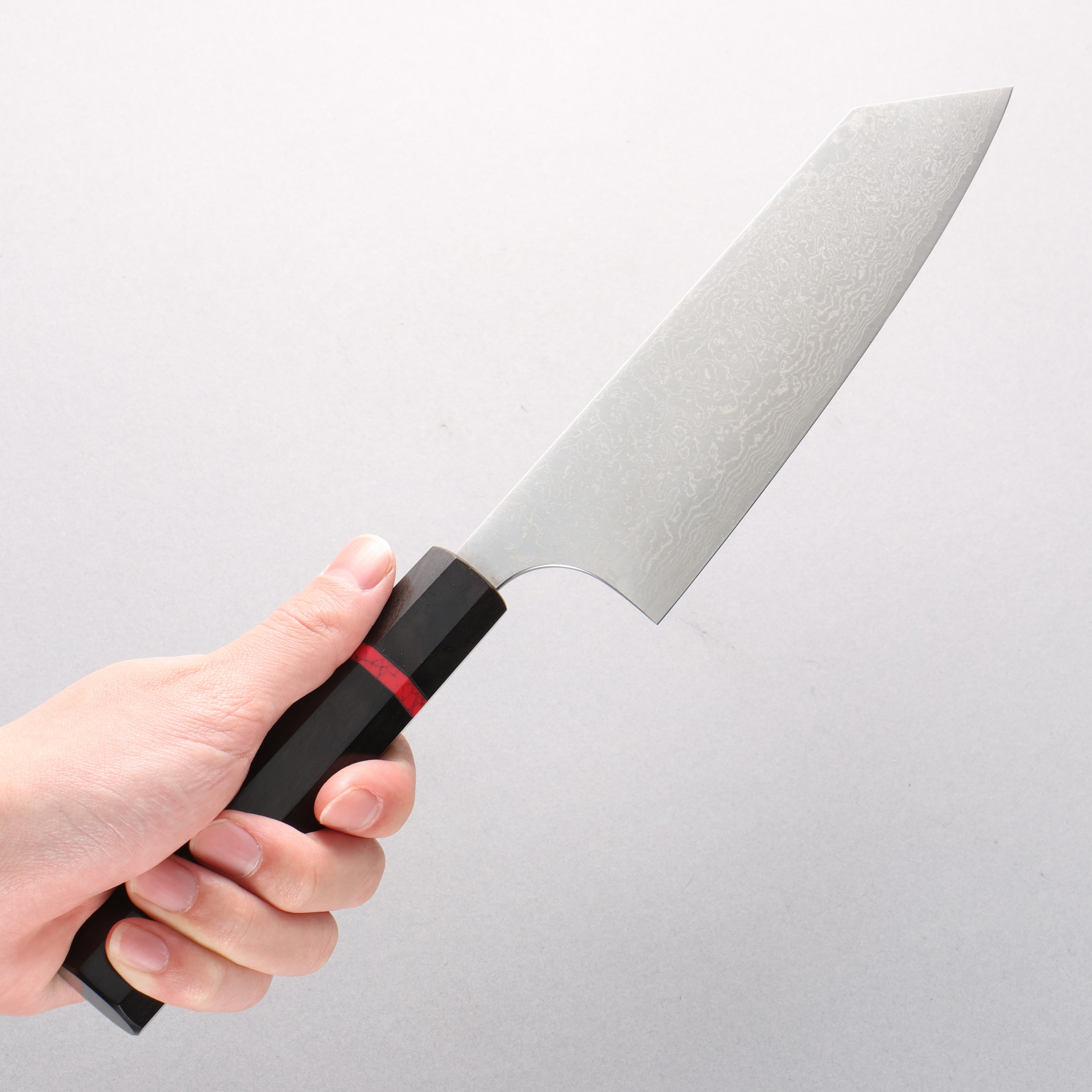Anryu VG10 Migaki Damascus Bunka 170mm Ebony Wood & Red Turquoise Ring Handle - Seisuke Knife