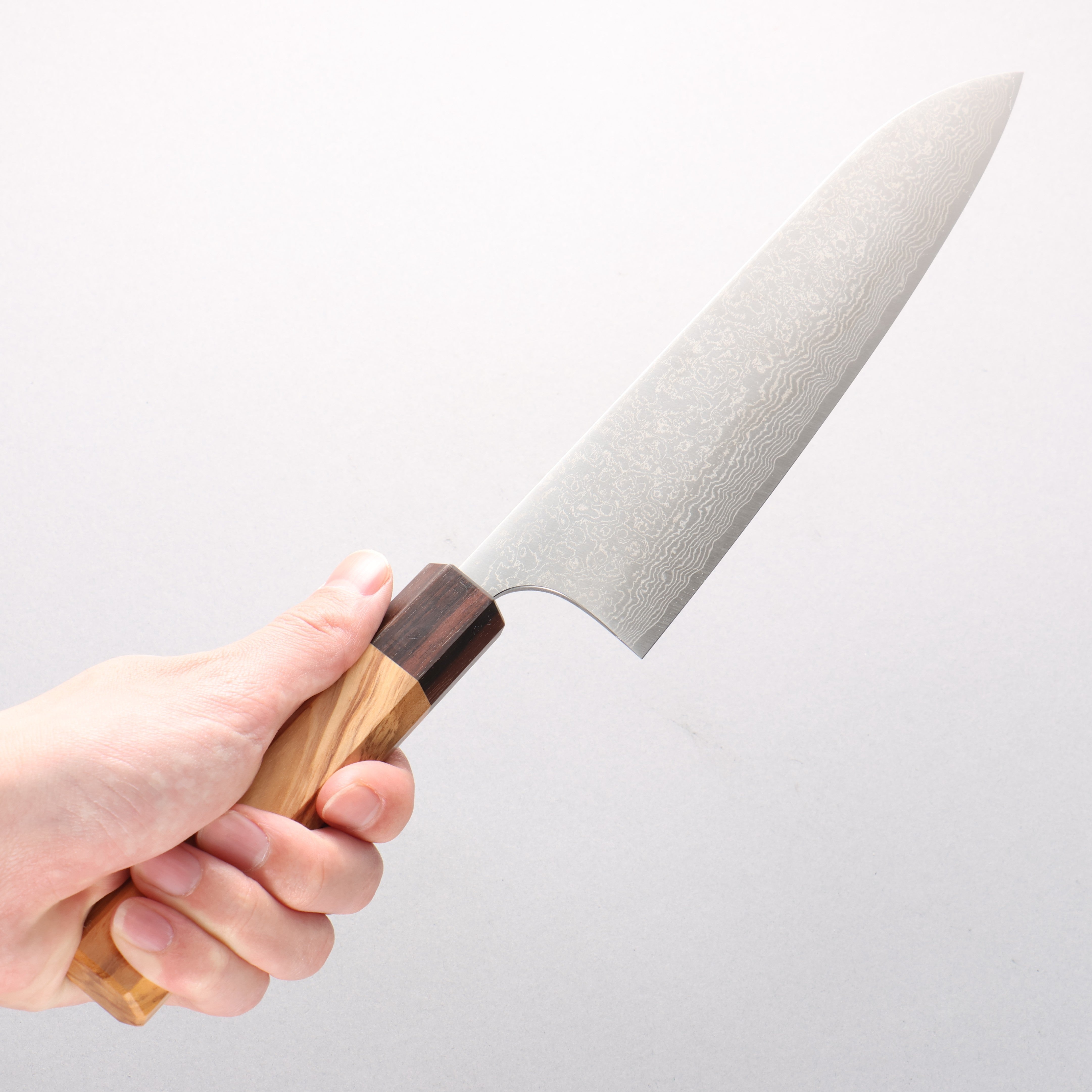 Anryu VG10 Migaki Damascus Gyuto 210mm Olive Wood Handle - Seisuke Knife