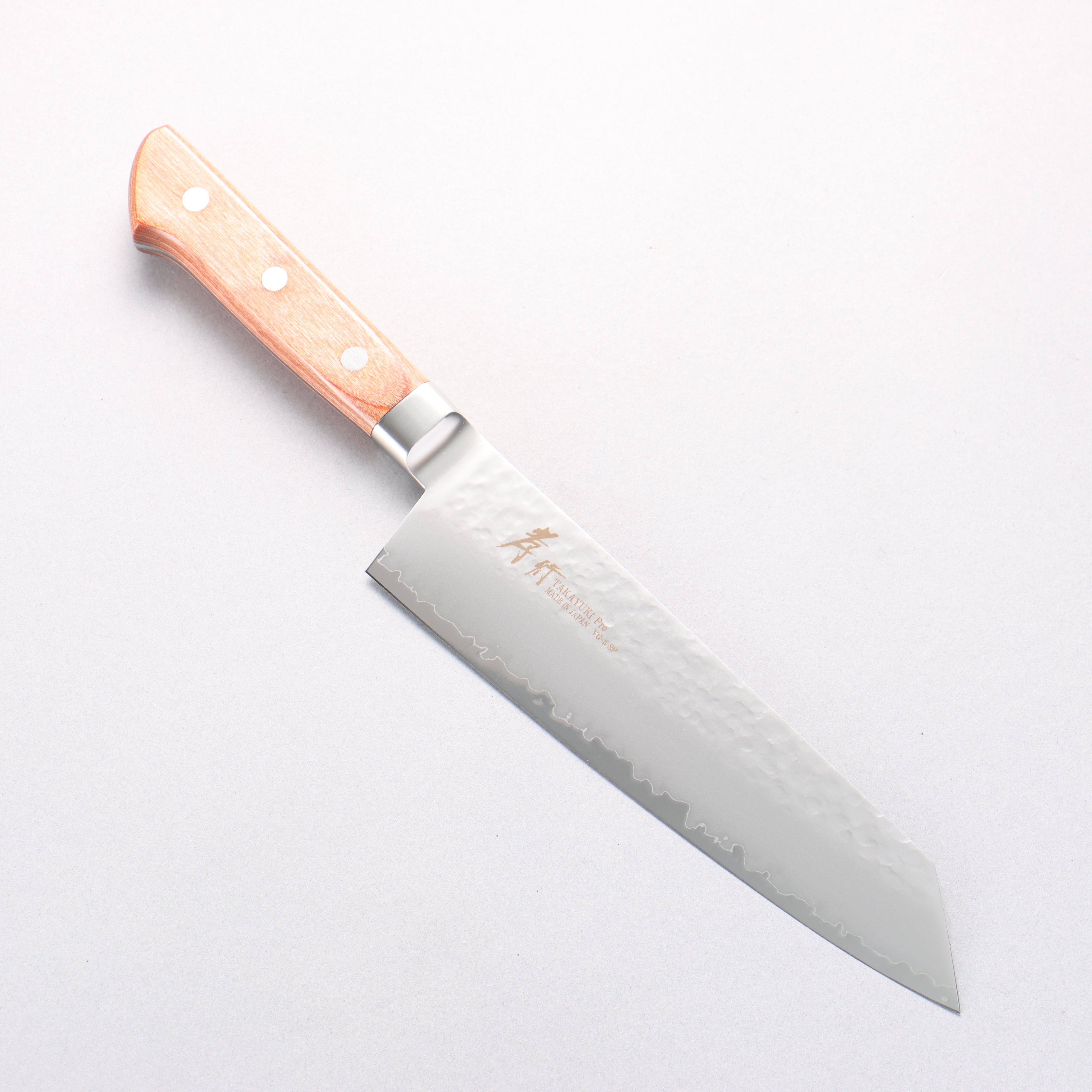 Sakai Takayuki VG5 Hammered Kiritsuke Gyuto 190mm Brown Pakkawood Handle - Seisuke Knife