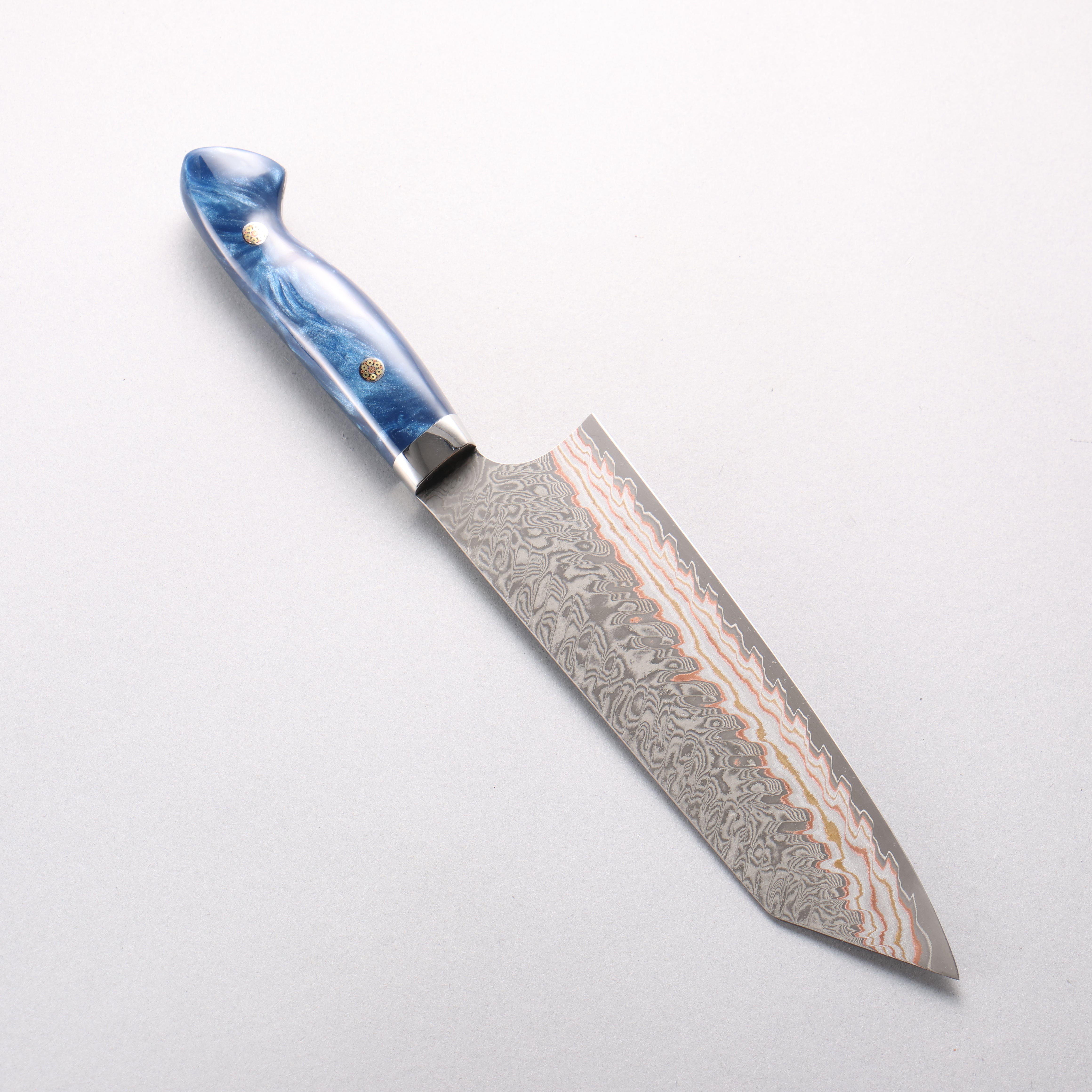 Yoshimi Kato VG10w Colored Damascus Bunka 170mm Blue Acrylic Handle - Seisuke Knife