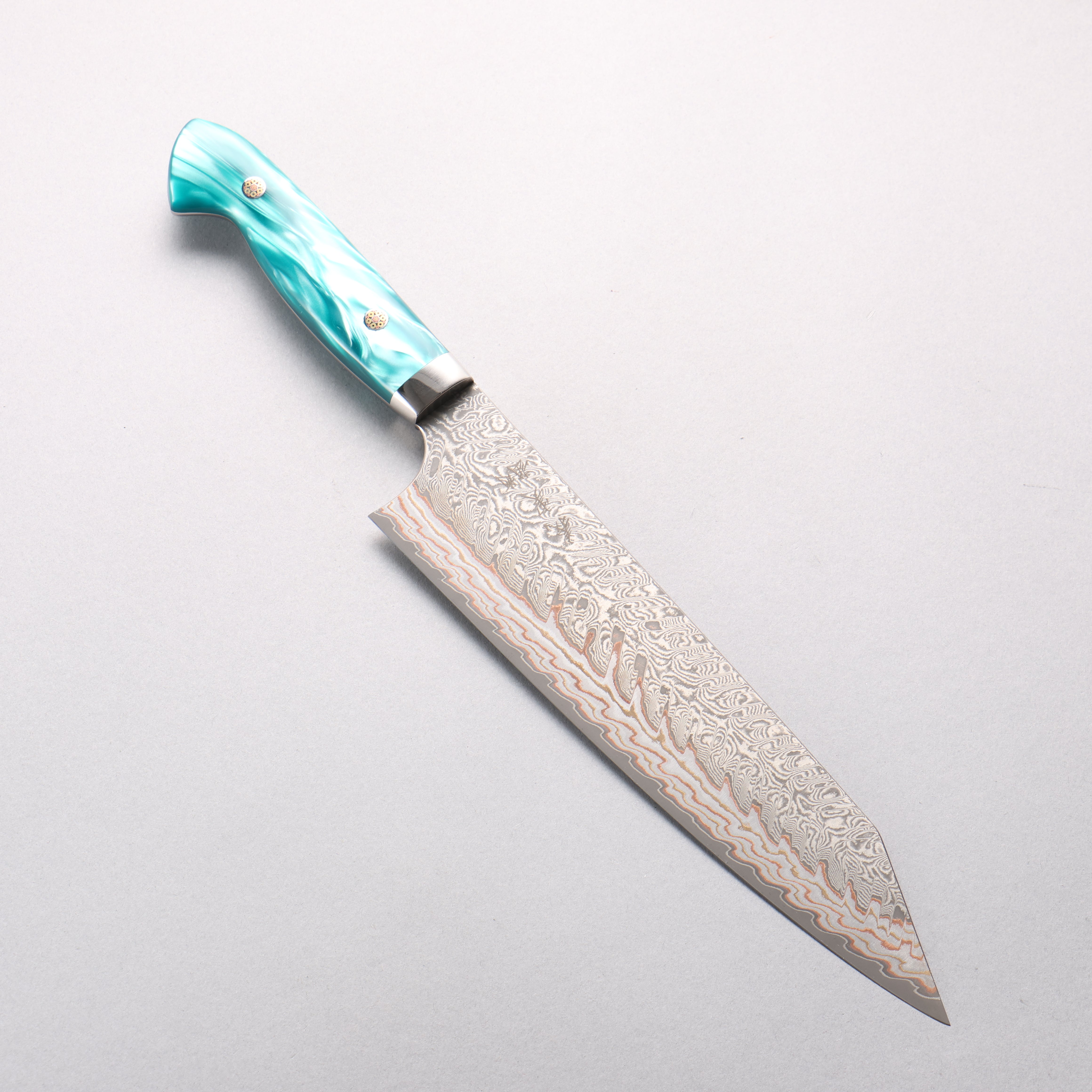 Yoshimi Kato VG10w Colored Damascus Kiritsuke Gyuto 210mm Green Acrylic Handle - Seisuke Knife