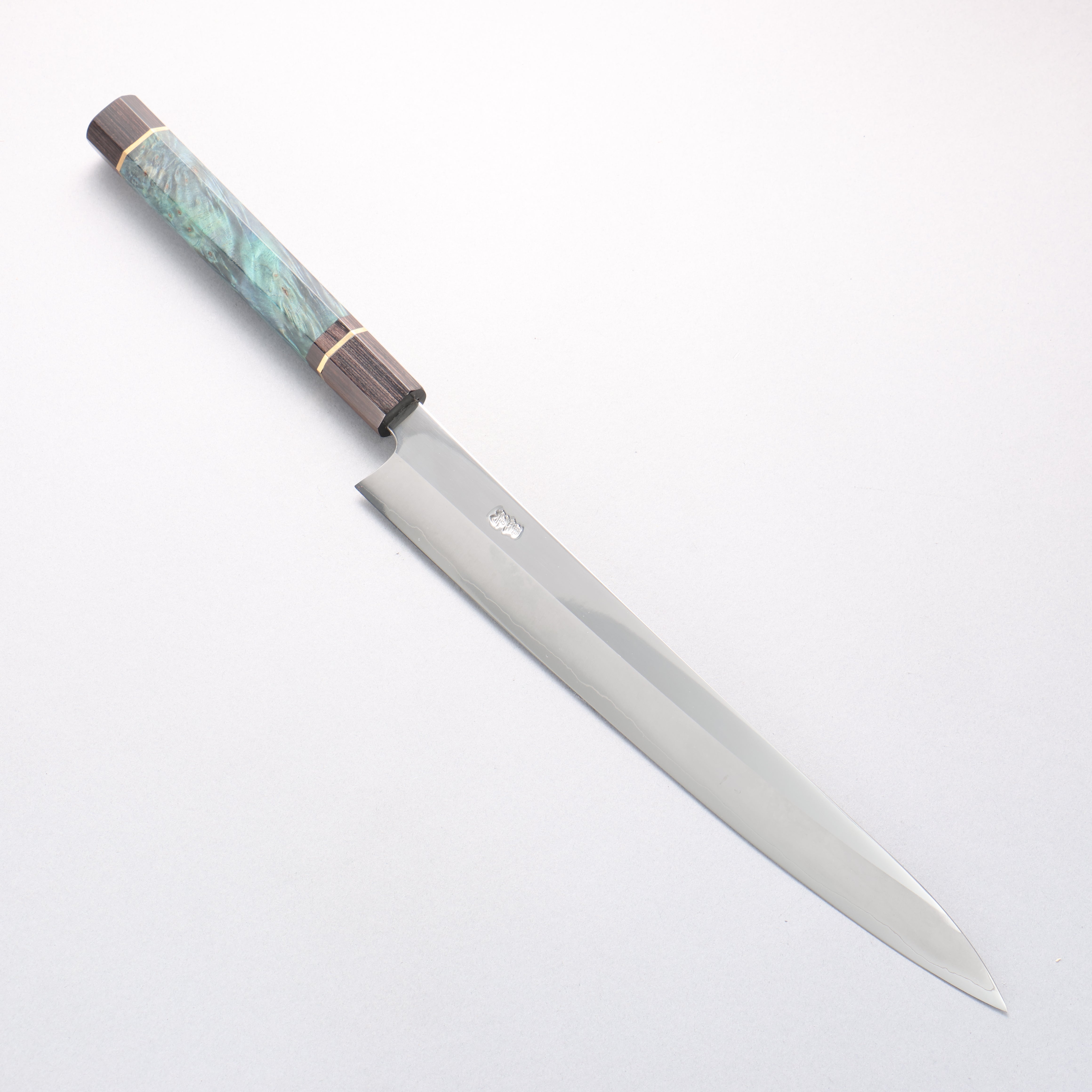 Kurotori Silver Steel No.3 Migaki Yanagiba 300mm Blue Stabilized Wood Handle - Seisuke Knife