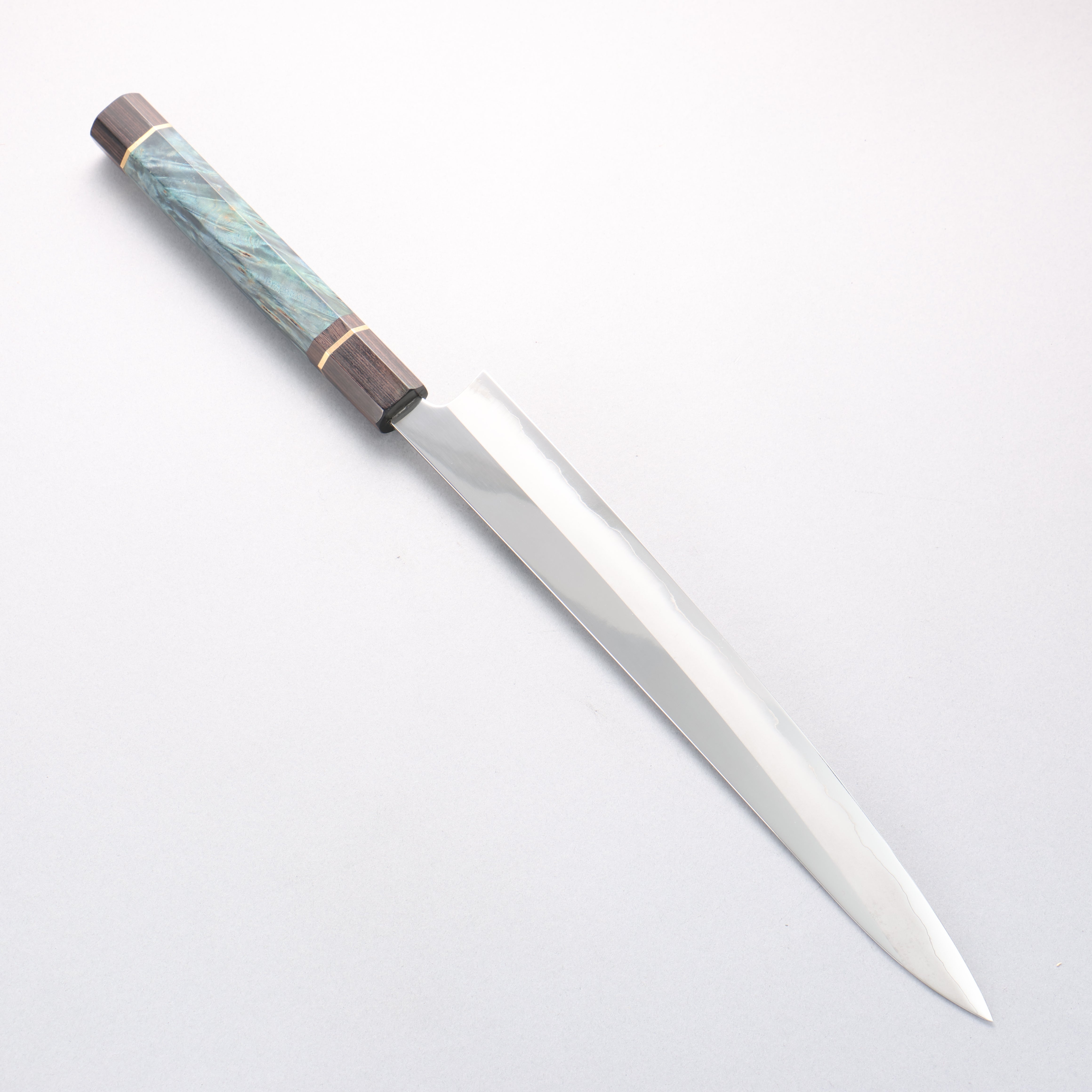 Kurotori Silver Steel No.3 Migaki Yanagiba 300mm Blue Stabilized Wood Handle - Seisuke Knife