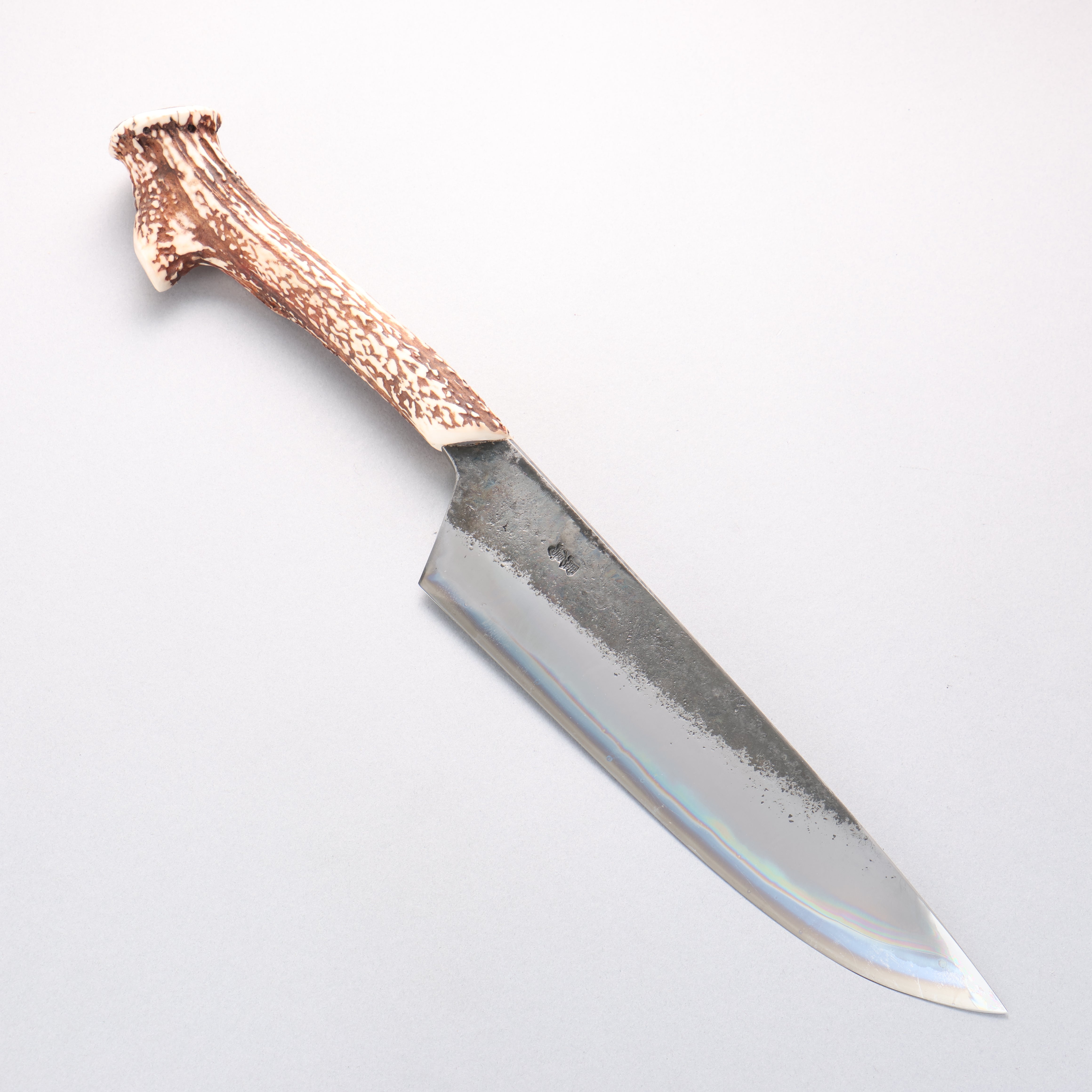 Kurotori Blue Steel No.2 Kurouchi Kitchen Knife 240mm White Deer Horn Handle - Seisuke Knife