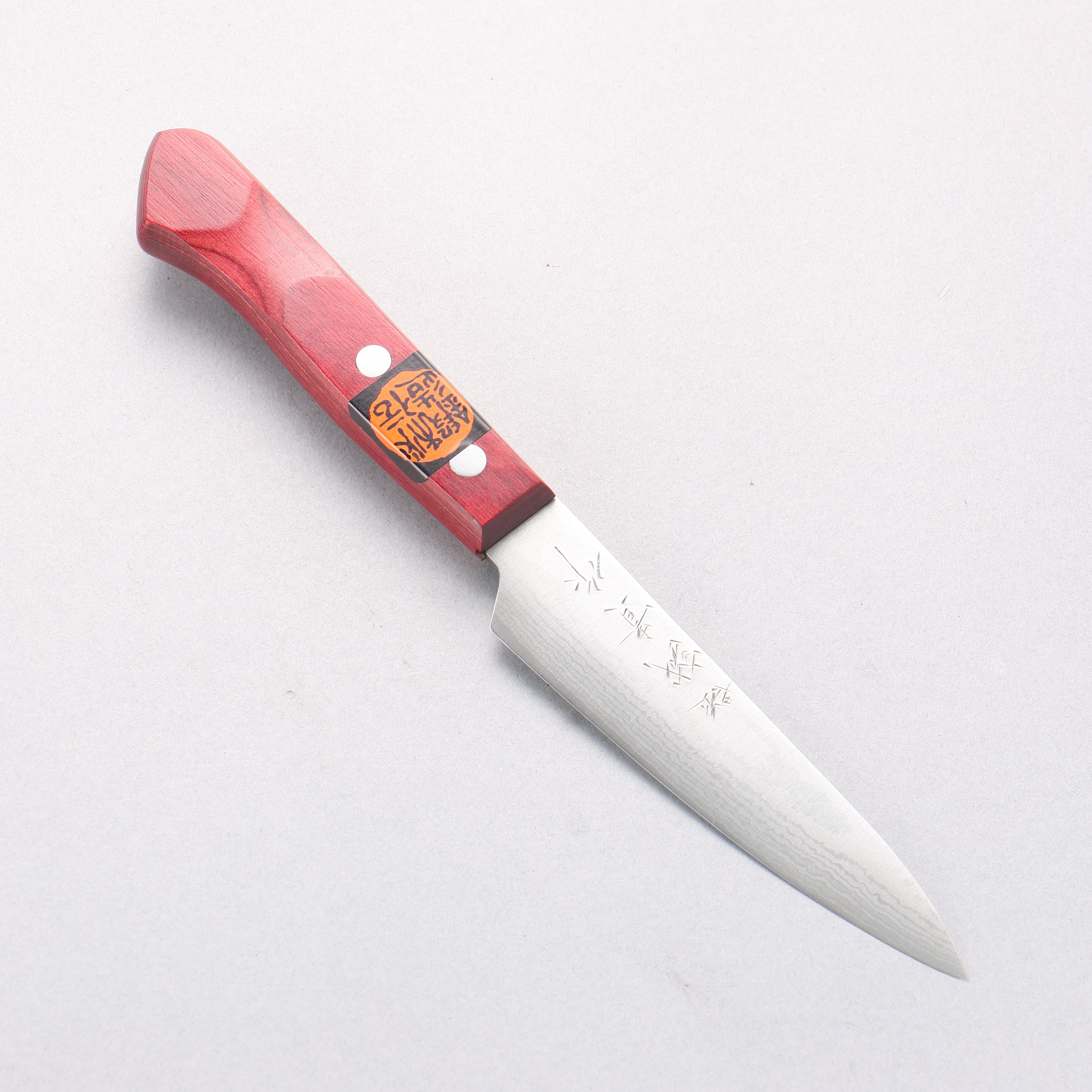 Shigeki Tanaka VG10 17 Layer Damascus Petty-Utility 120mm Red Pakka wood Handle - Seisuke Knife