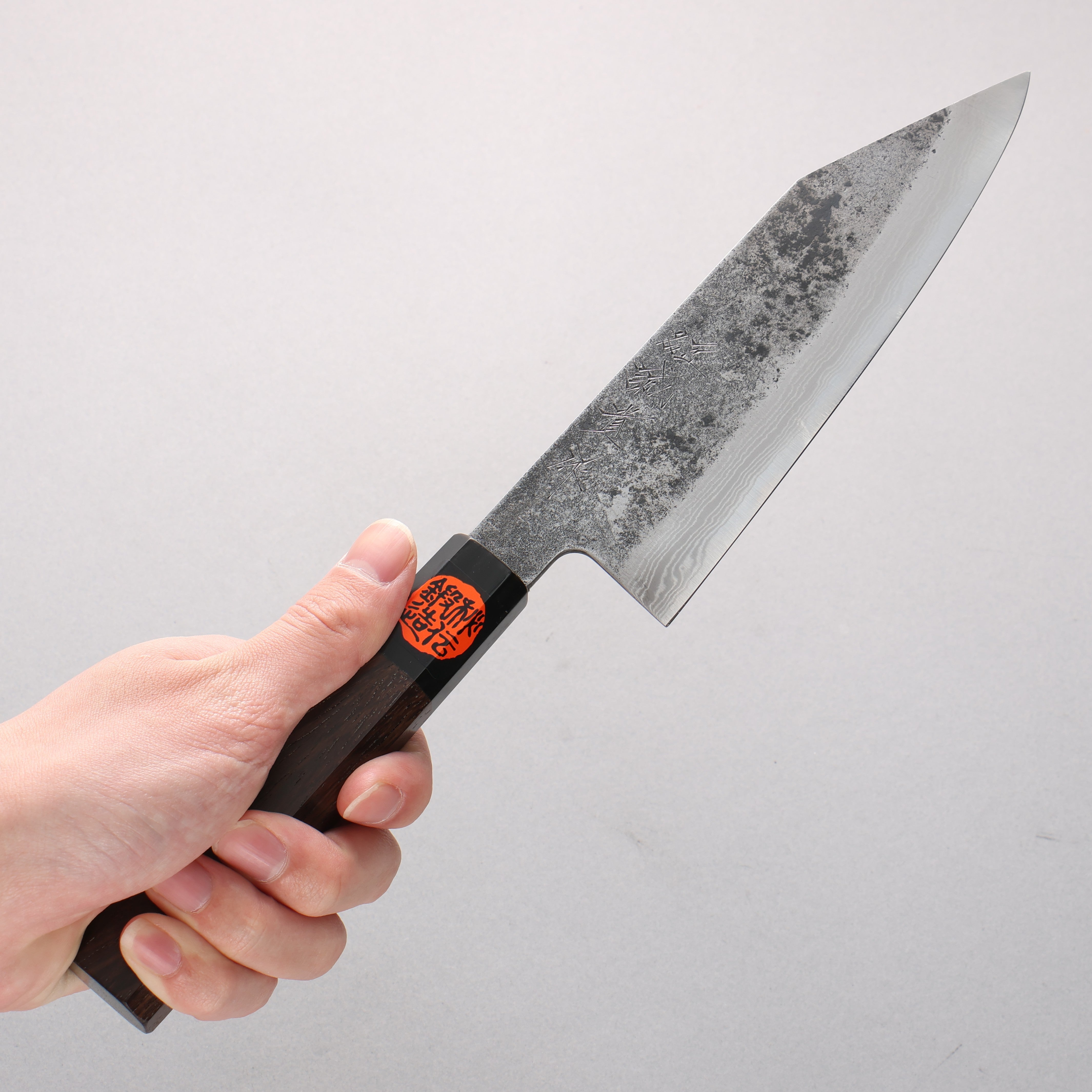 Shigeki Tanaka TEKKA Blue Steel No.2 Kurouchi Damascus Kiritsuke Santoku 170mm Walnut Handle - Seisuke Knife