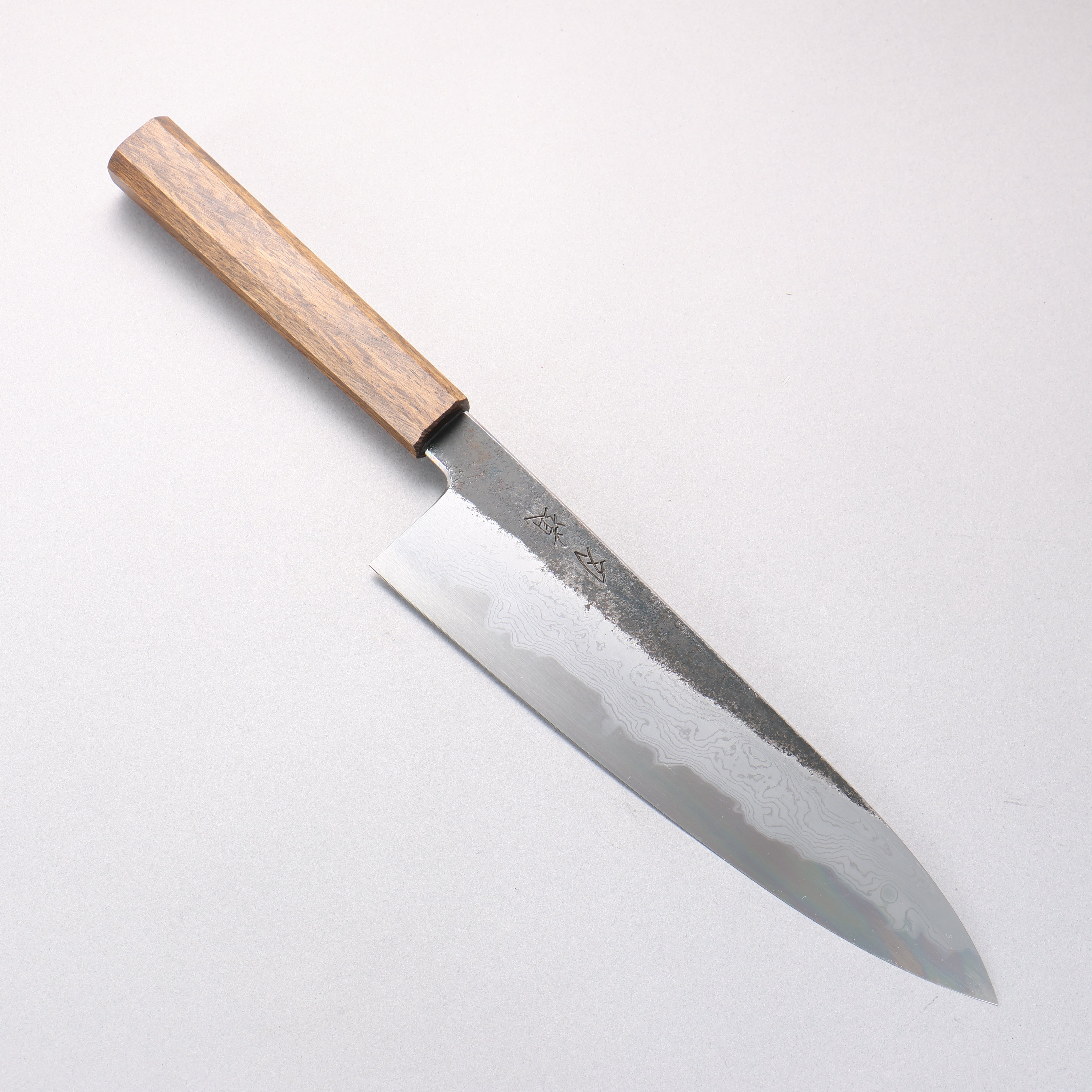 Hado Sumi Blue Steel No.1 Black Finished Damascus Gyuto 240mm Oak (Baikoku / Soot Black) Handle - Seisuke Knife