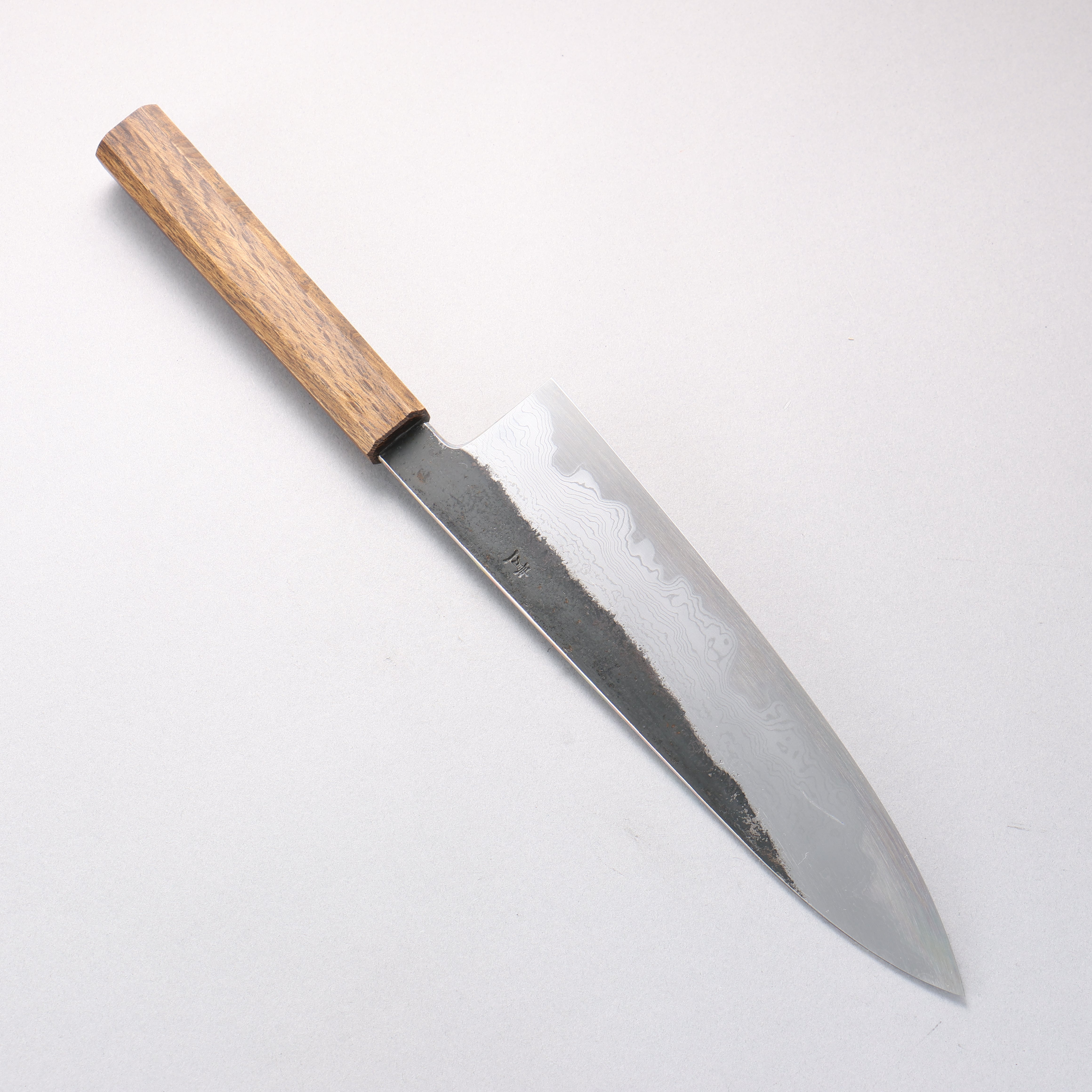 Hado Sumi Blue Steel No.1 Black Finished Damascus Gyuto 240mm Oak (Baikoku / Soot Black) Handle - Seisuke Knife