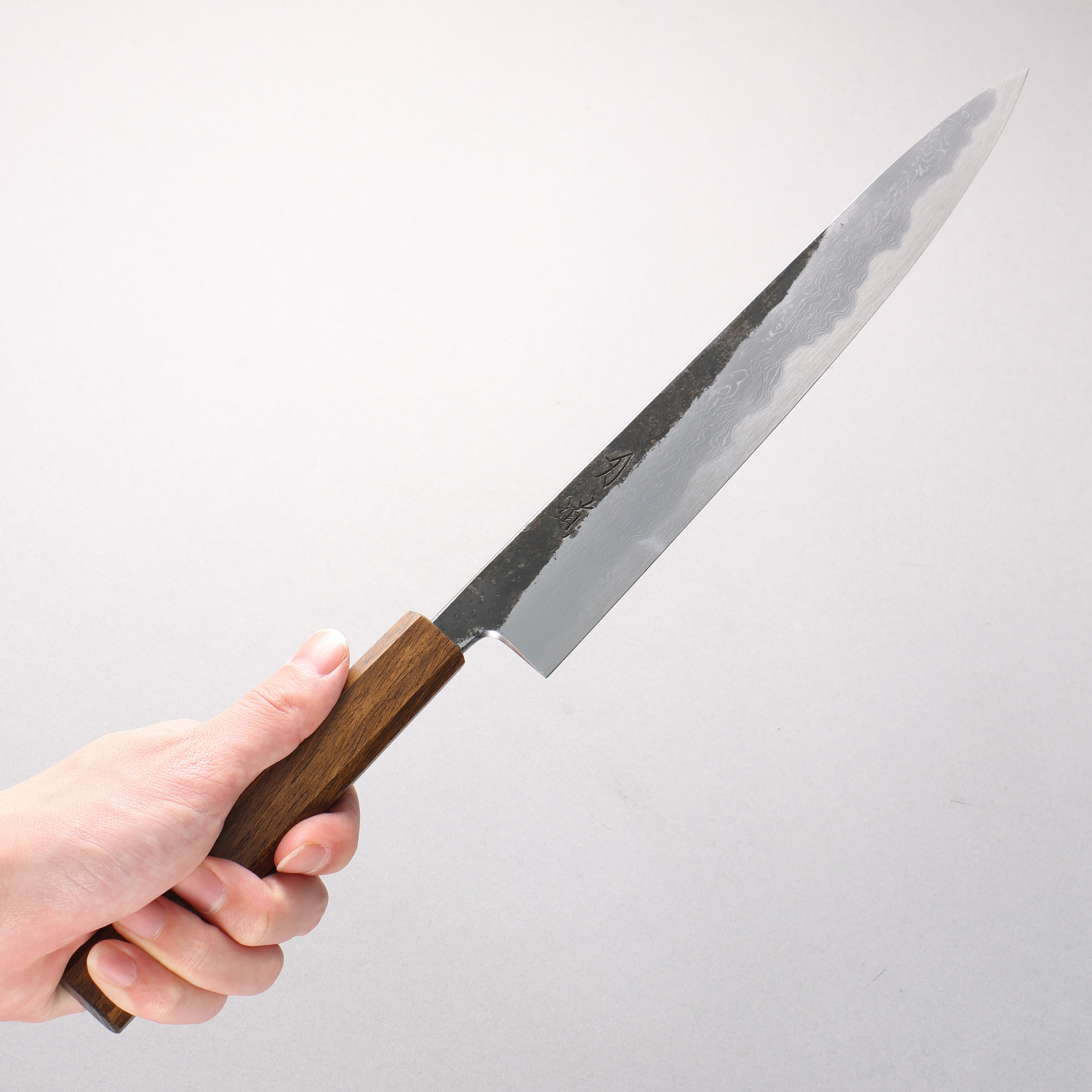 Hado Sumi Blue Steel No.1 Black Finished Damascus Gyuto 270mm Oak (Baikoku / Soot Black) Handle - Seisuke Knife
