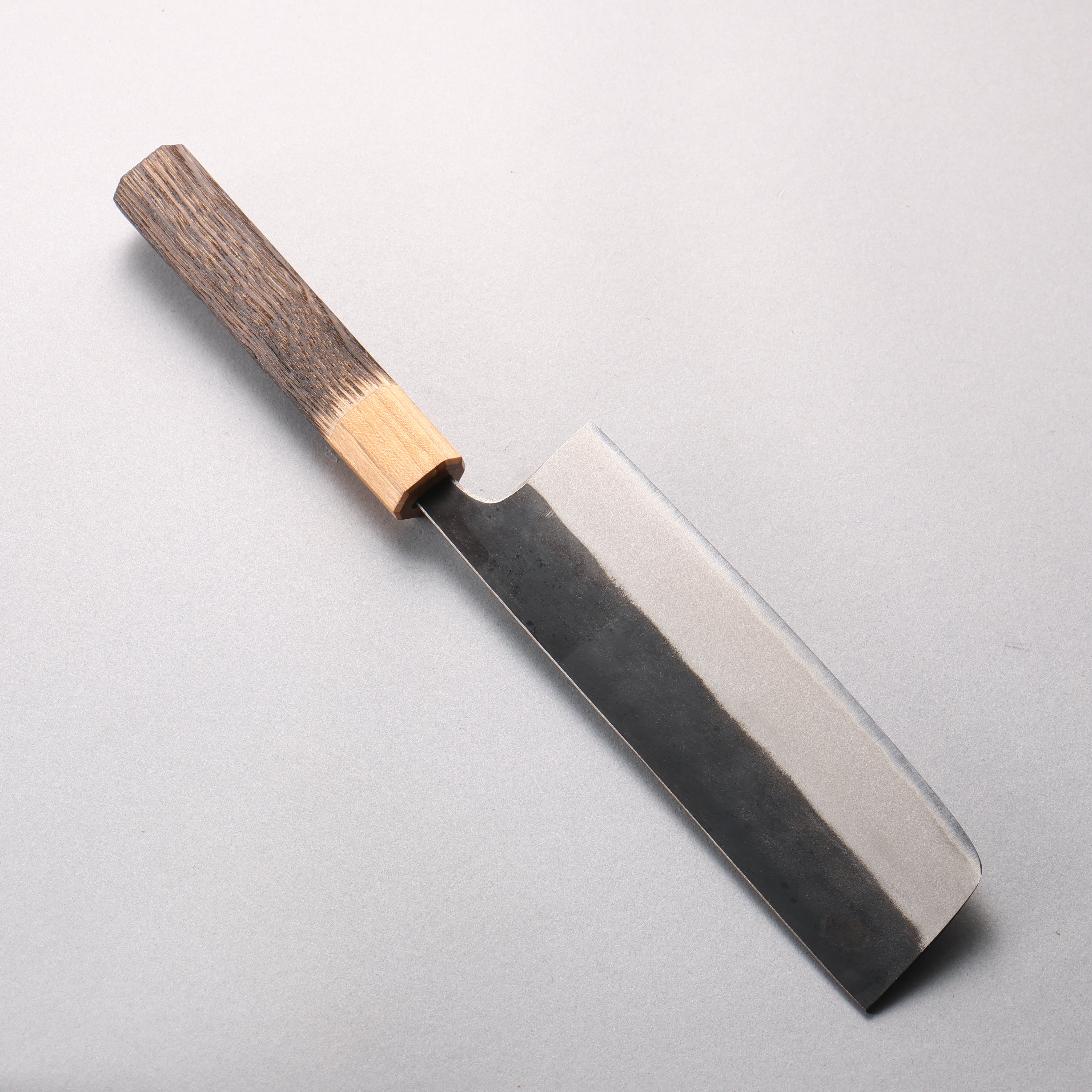 Seisuke Blue Steel No.2 Black Finished Nakiri 165mm Burnt Chestnut (ferrule: Cherry Wood) Handle - Seisuke Knife