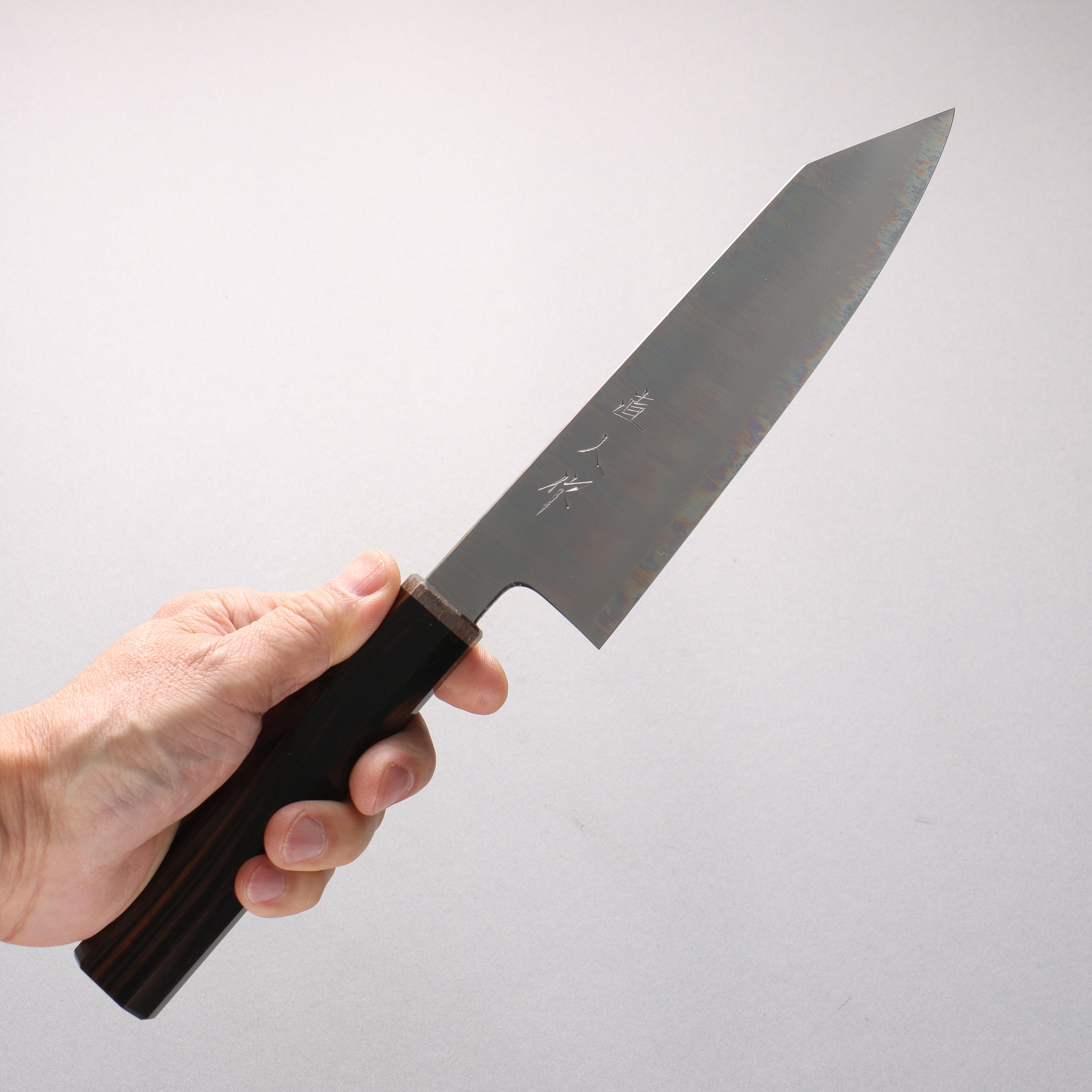 Naohito Myojin Cobalt Special Steel Bunka 170mm Striped Ebony (Narrow Ferrule: Black Stabilized Wood) Handle - Seisuke Knife