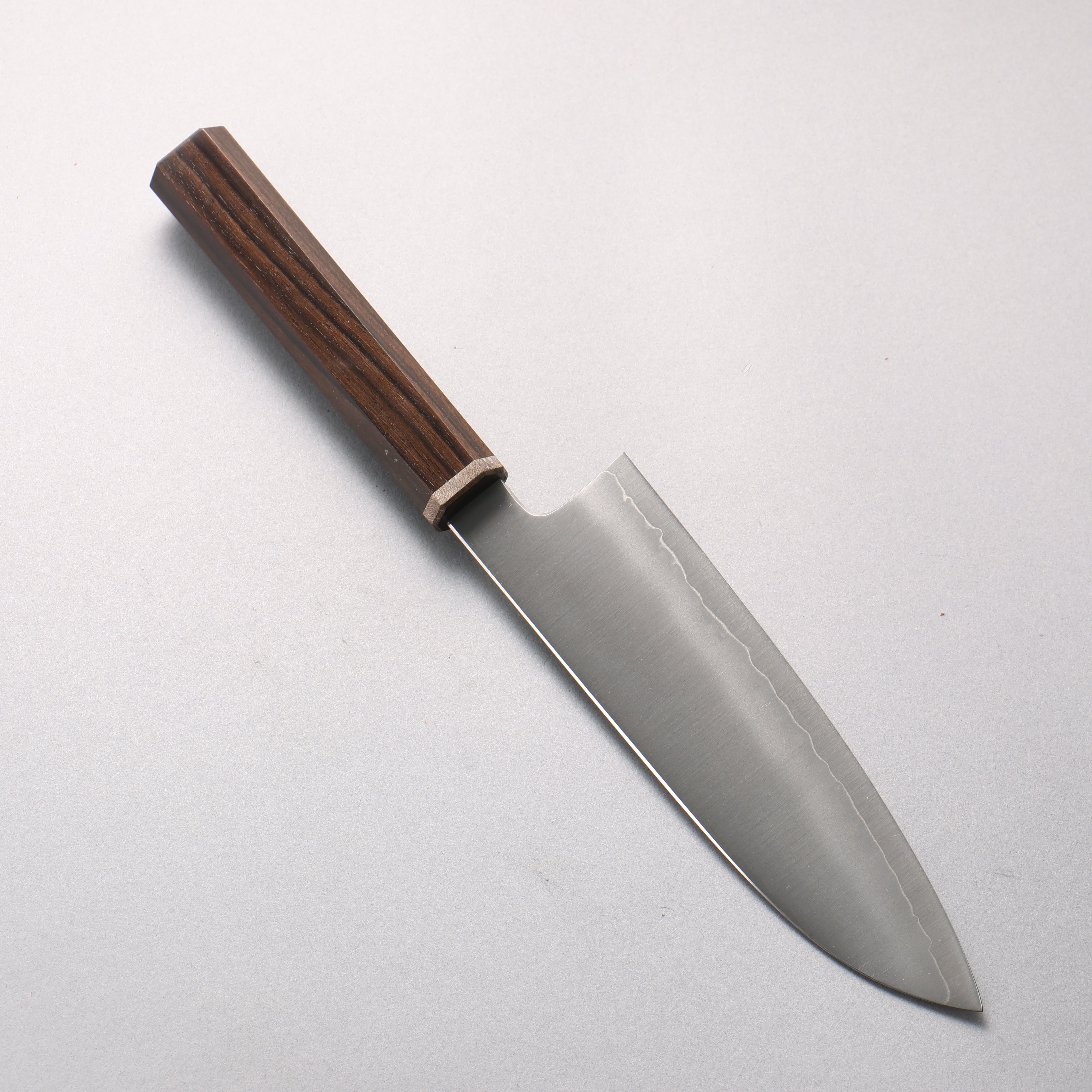 Naohito Myojin Cobalt Special Steel Santoku 170mm Striped Ebony (Narrow Ferrule: Black Stabilized Wood) Handle - Seisuke Knife