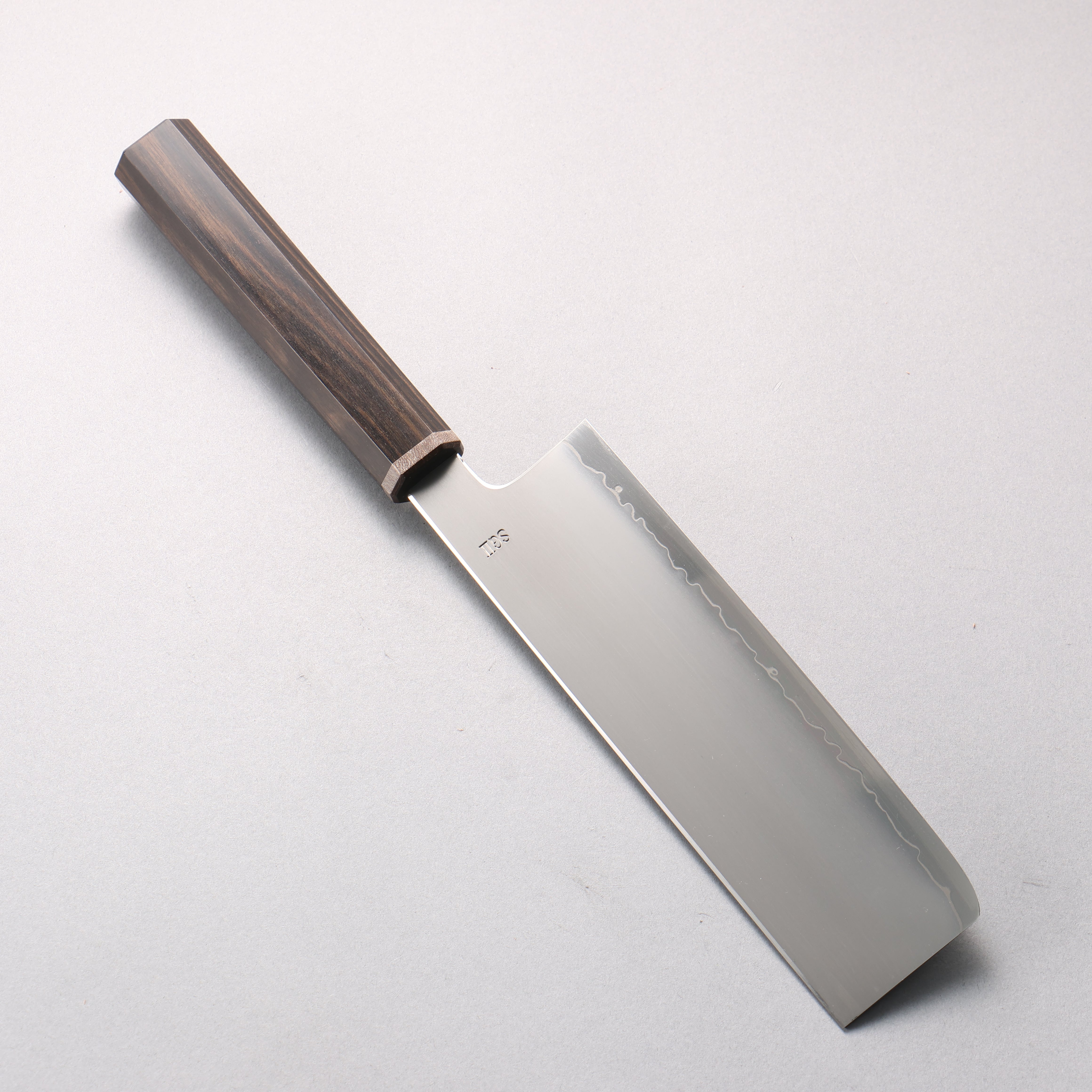Naohito Myojin SG2 Kasumitogi Nakiri 170mm Striped Ebony (Narrow Ferrule: Black Stabilized Wood) Handle - Seisuke Knife