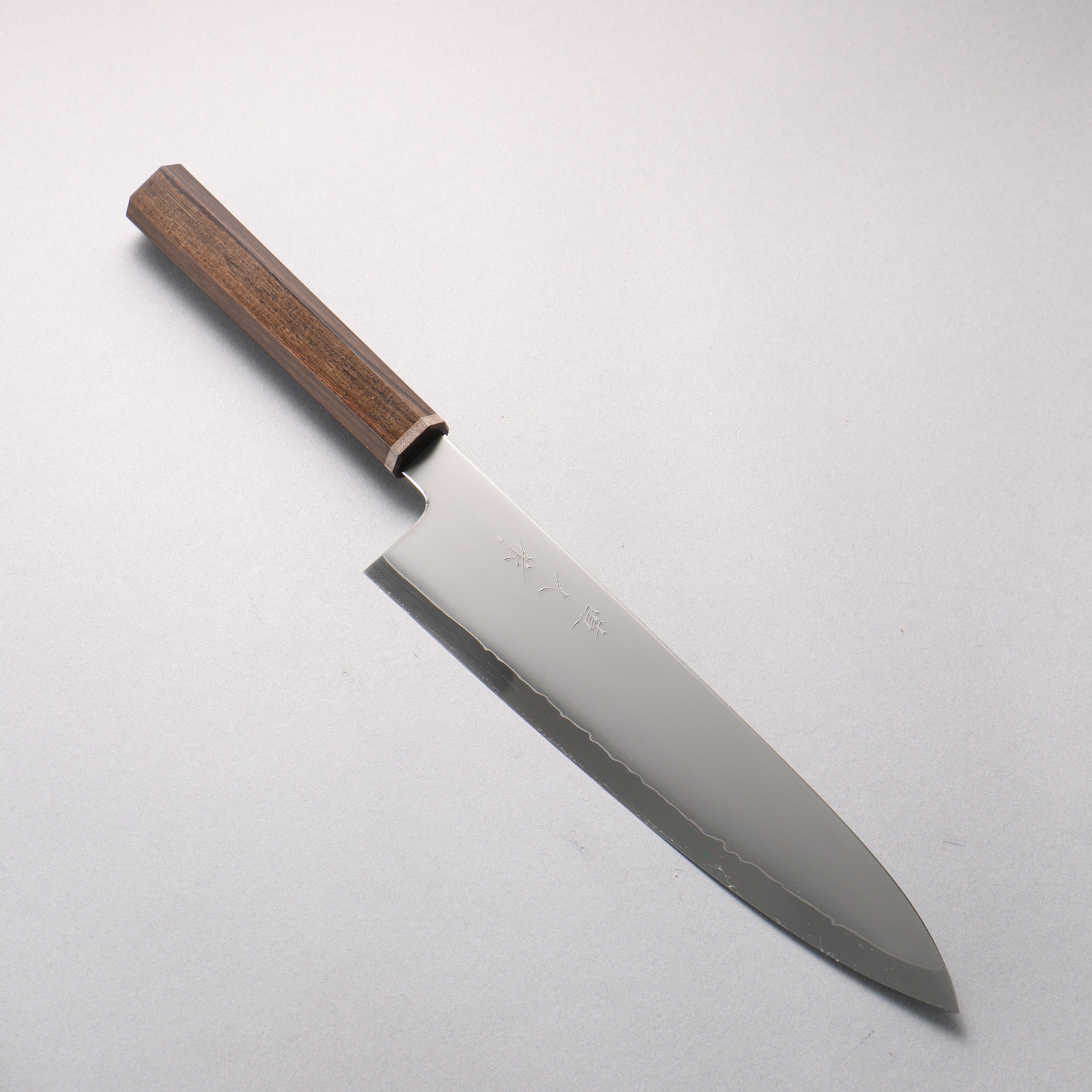 Naohito Myojin SG2 Kasumitogi Gyuto 240mm Striped Ebony (Narrow Ferrule: Black Stabilized Wood) Handle - Seisuke Knife