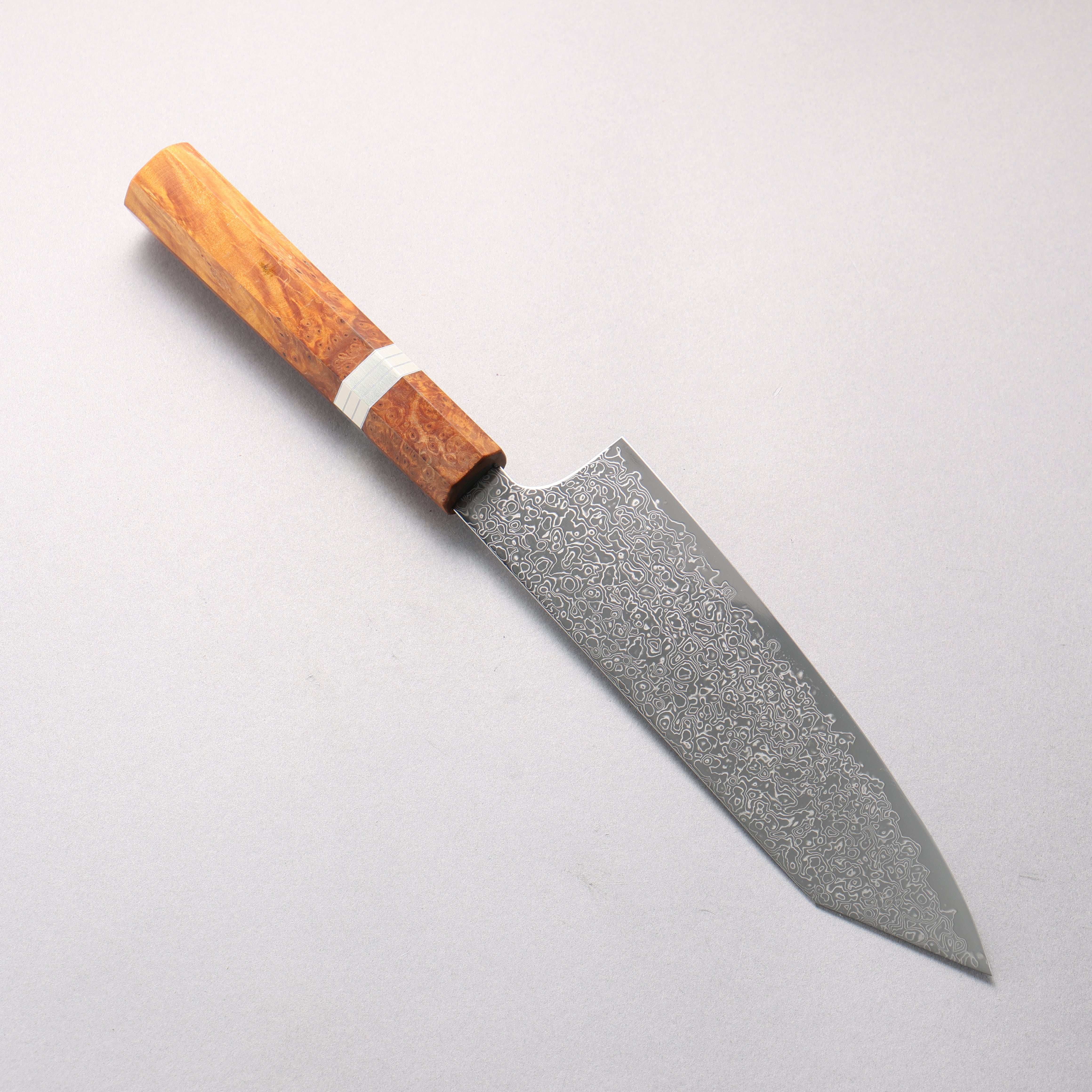 Kanjyo SG2 Damascus Migaki Finished Kiritsuke Santoku 180mm Brown Stabilized Wood (Silver Rings) Handle - Seisuke Knife