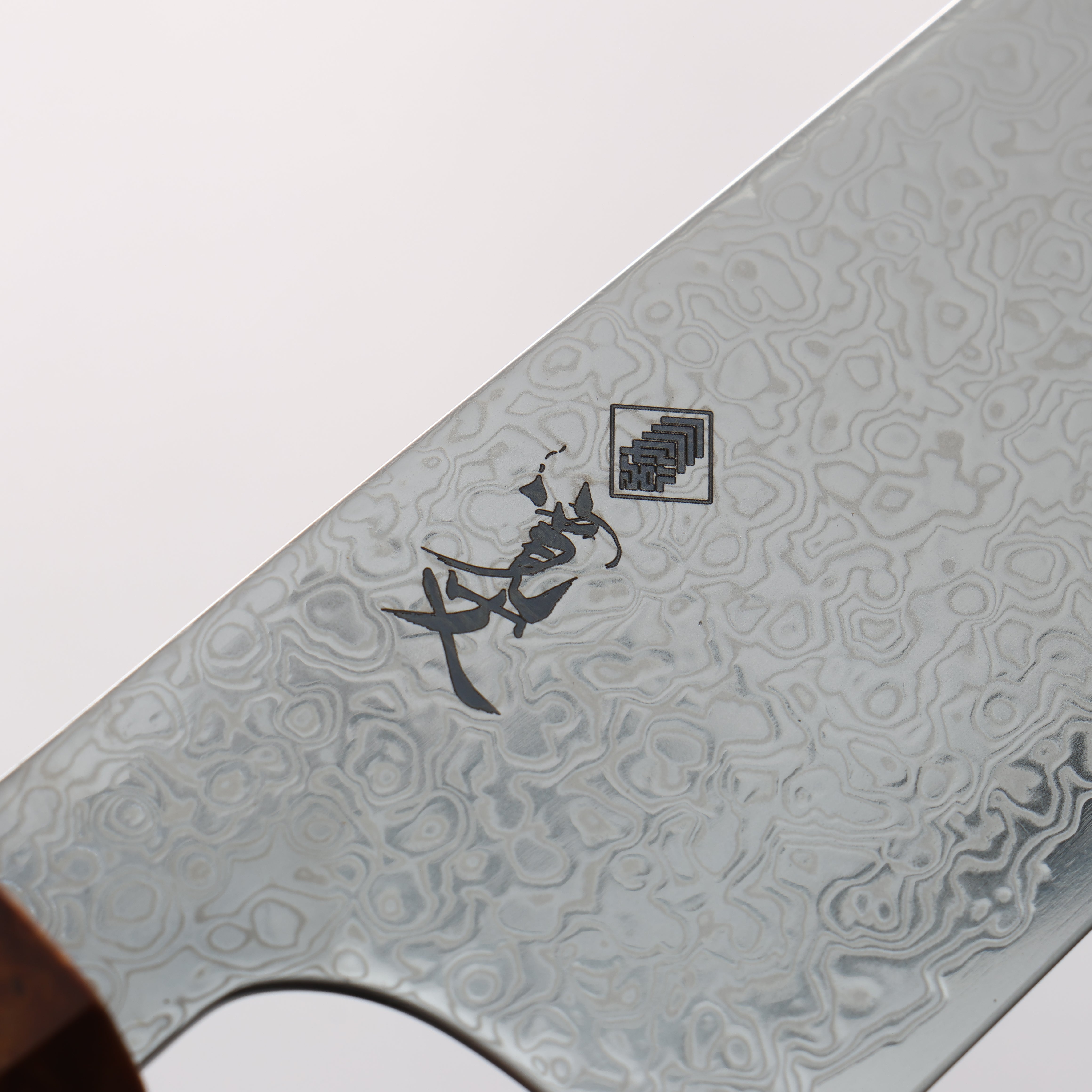 Kanjyo SG2 Damascus Migaki Finished Kiritsuke Santoku 180mm Brown Stabilized Wood (Silver Rings) Handle - Seisuke Knife