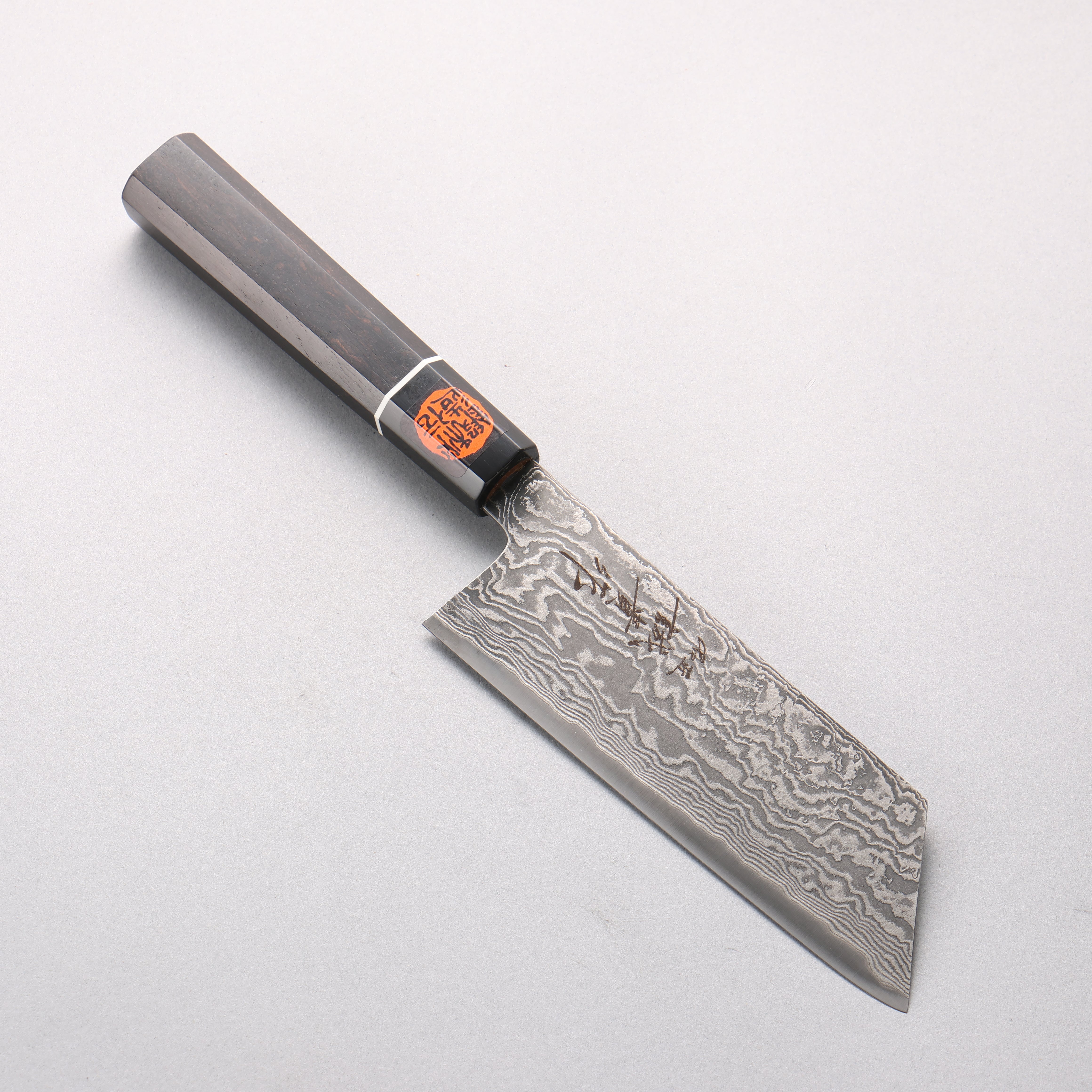 Shigeki Tanaka Habakiri SG2 Damascus Nakiri 165mm Ebony Wood & Black Water Buffalo Horn Handle - Seisuke Knife
