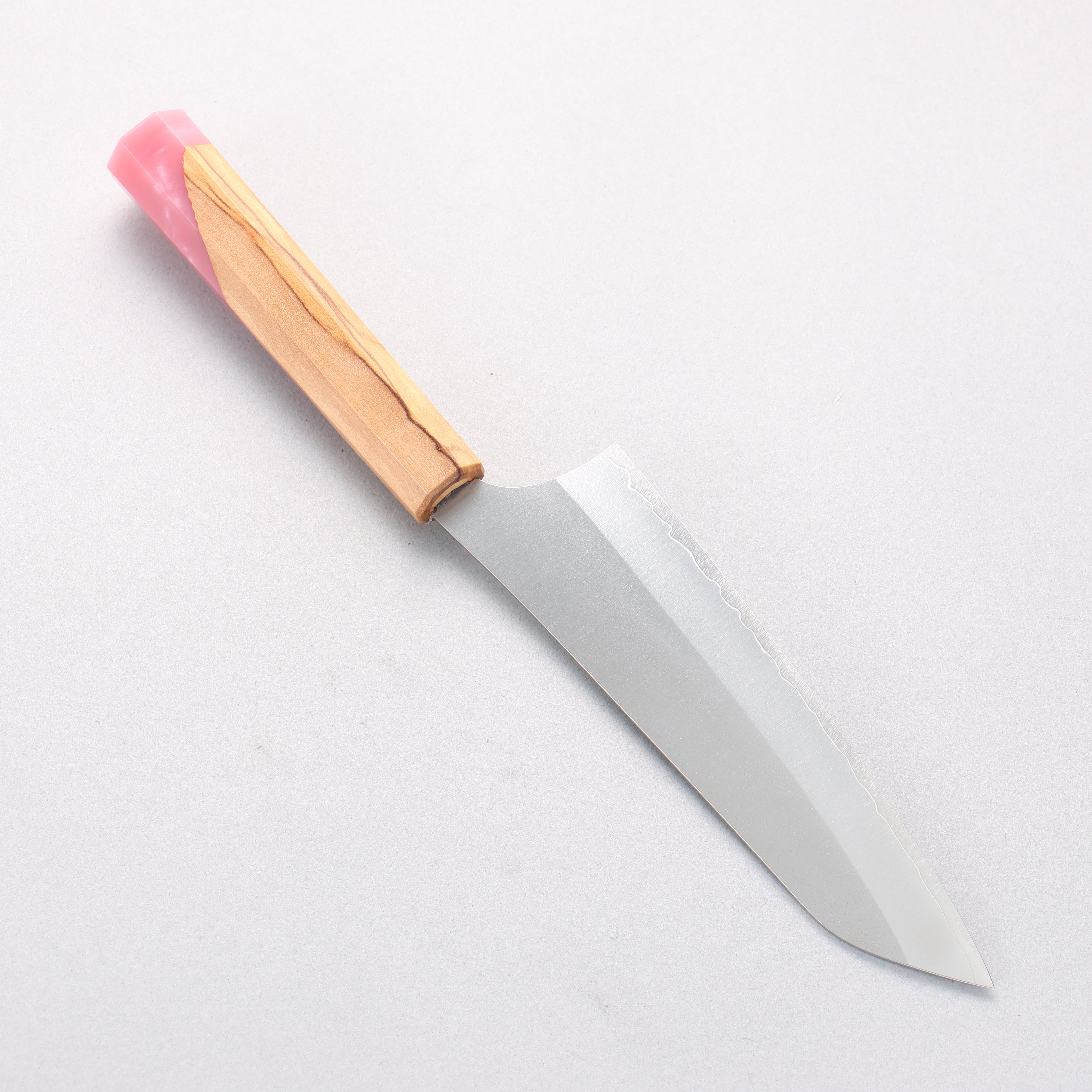 Yu Kurosaki New Gekko VG-XEOS Small Bunka 150mm Olive Tree and Pink Resin Handle - Seisuke Knife