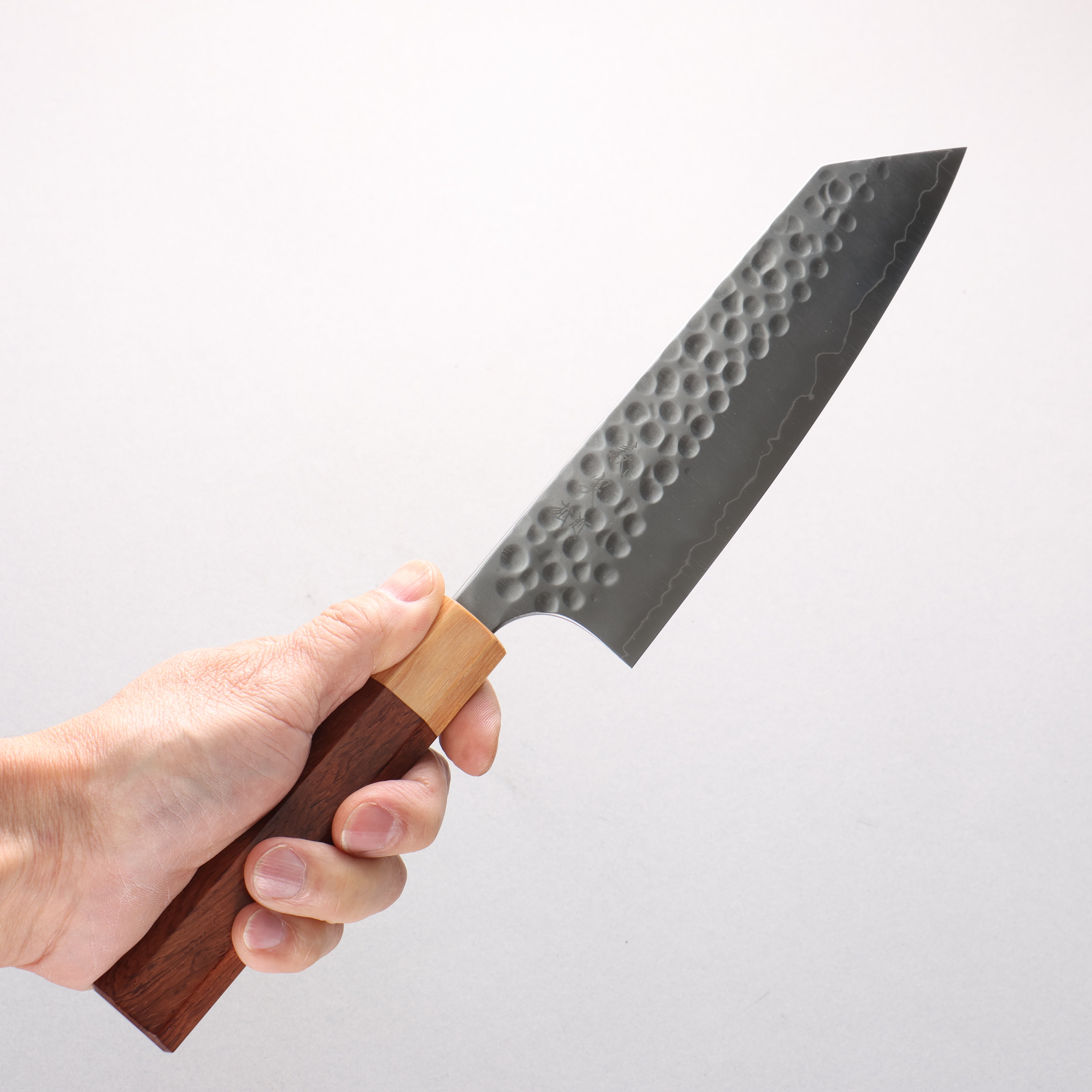 Yoshimi Kato Silver Steel No.3 Hammered(Maru) Migaki Finished Bunka 170mm Honduras (ferrule: White Pakka wood) Handle - Seisuke Knife