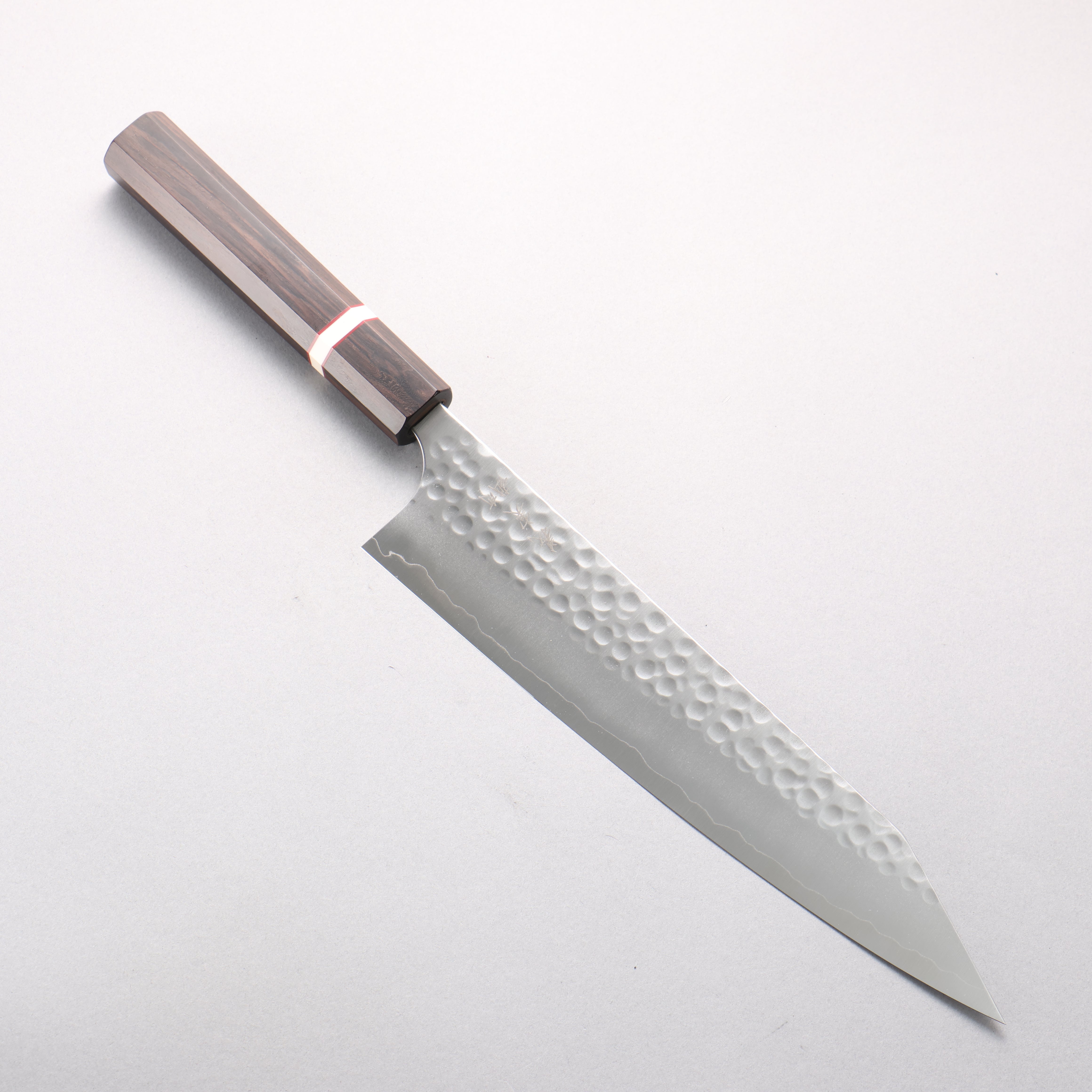 Yoshimi Kato Silver Steel No.3 Hammered(Maru) Migaki Finished Kiritsuke Gyuto 240mm Ebony Wood(With White Ring) Handle - Seisuke Knife