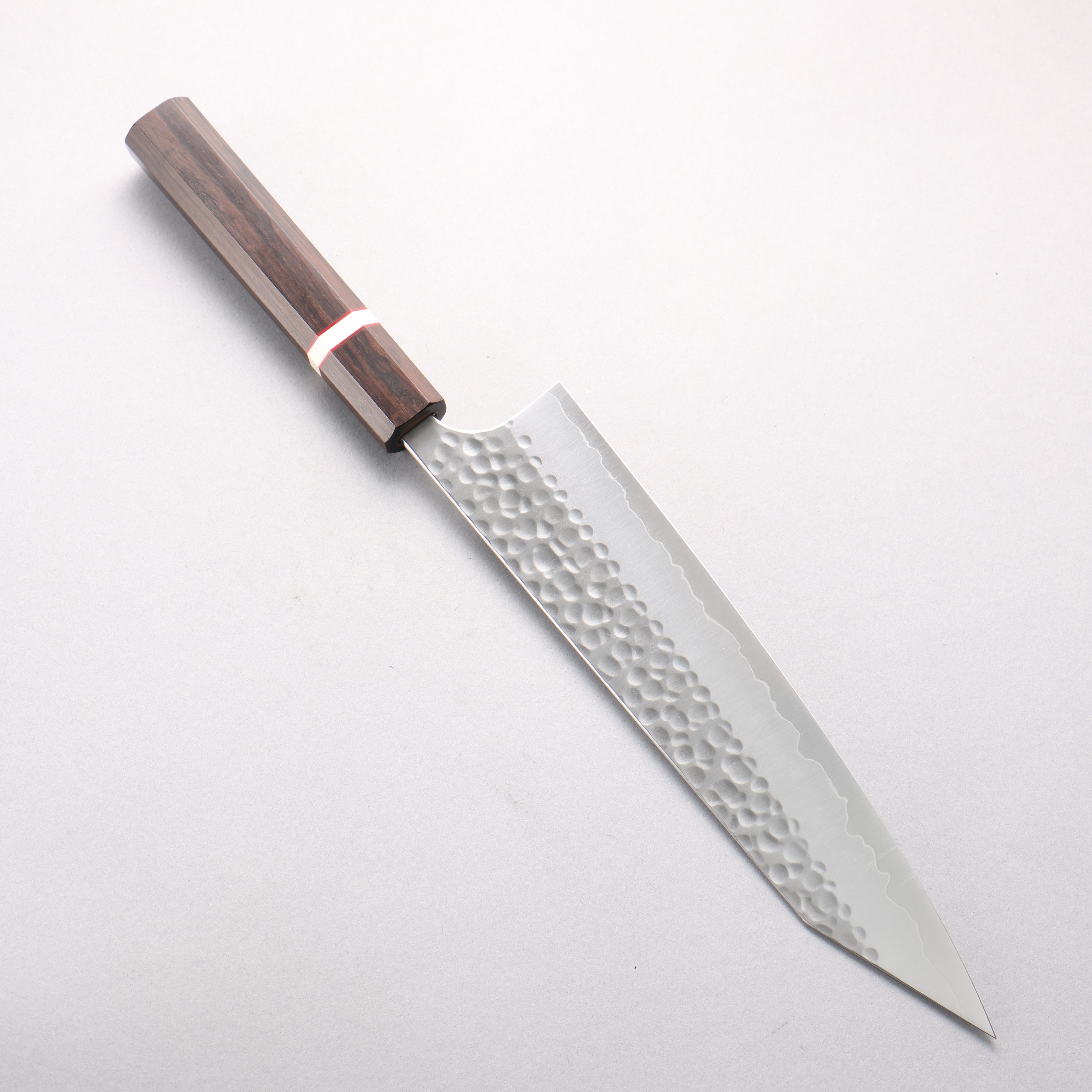 Yoshimi Kato Silver Steel No.3 Hammered(Maru) Migaki Finished Kiritsuke Gyuto 240mm Ebony Wood(With White Ring) Handle - Seisuke Knife