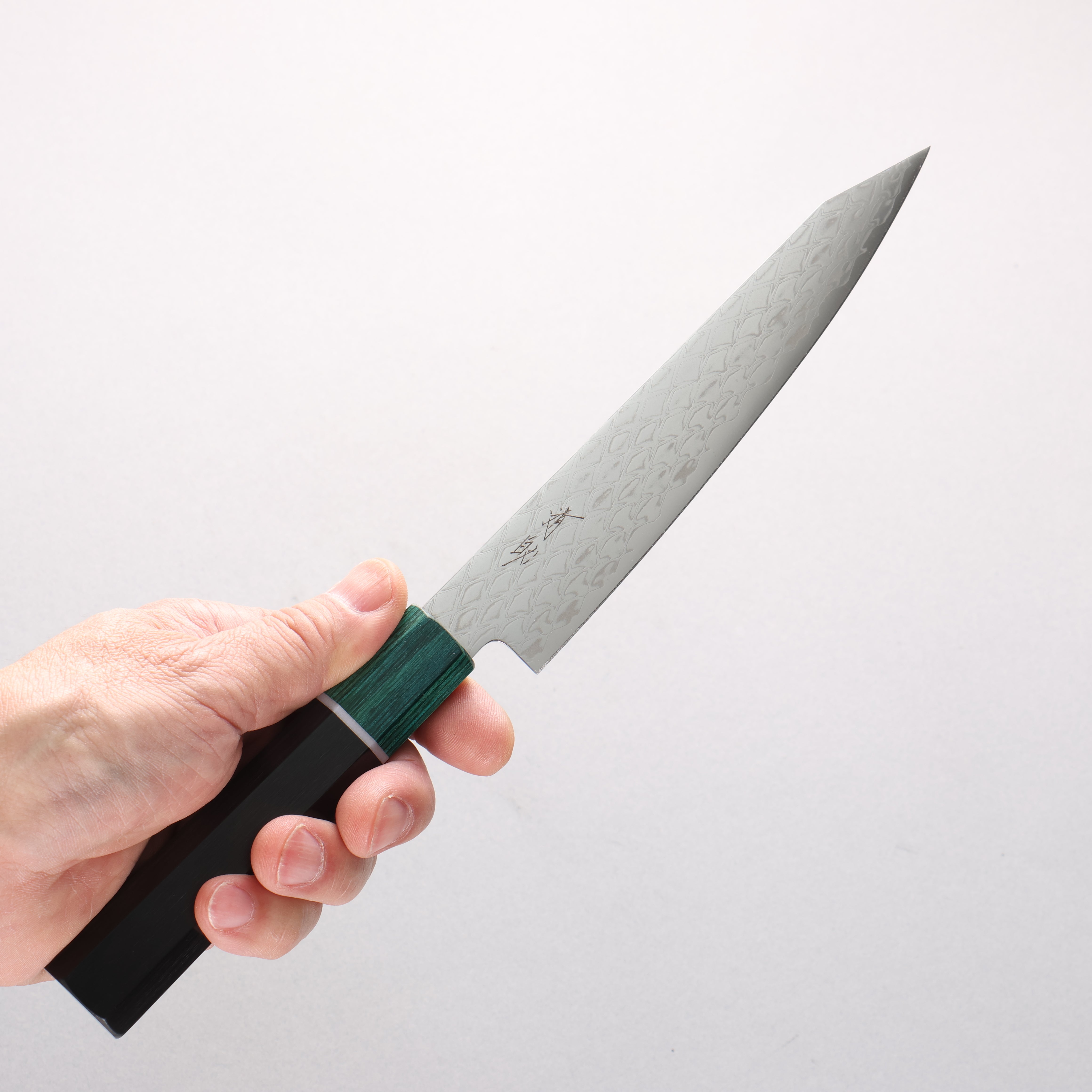 Seisuke AUS10 Mirror Crossed Kiritsuke Petty-Utility 150mm Black & Green Pakkawood Handle - Seisuke Knife