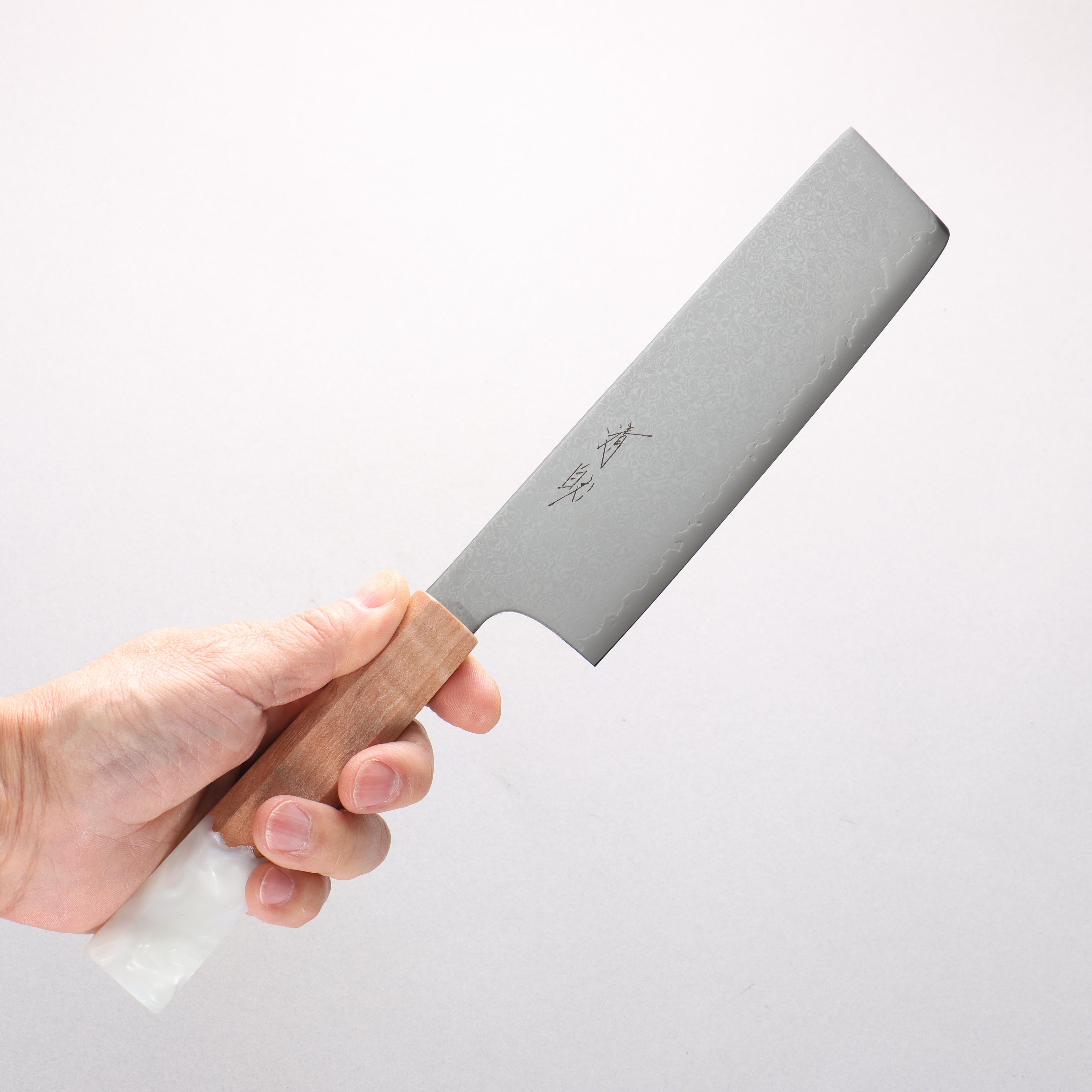 Seisuke VG10 Damascus Nakiri 165mm Maple with White Resin Handle - Seisuke Knife