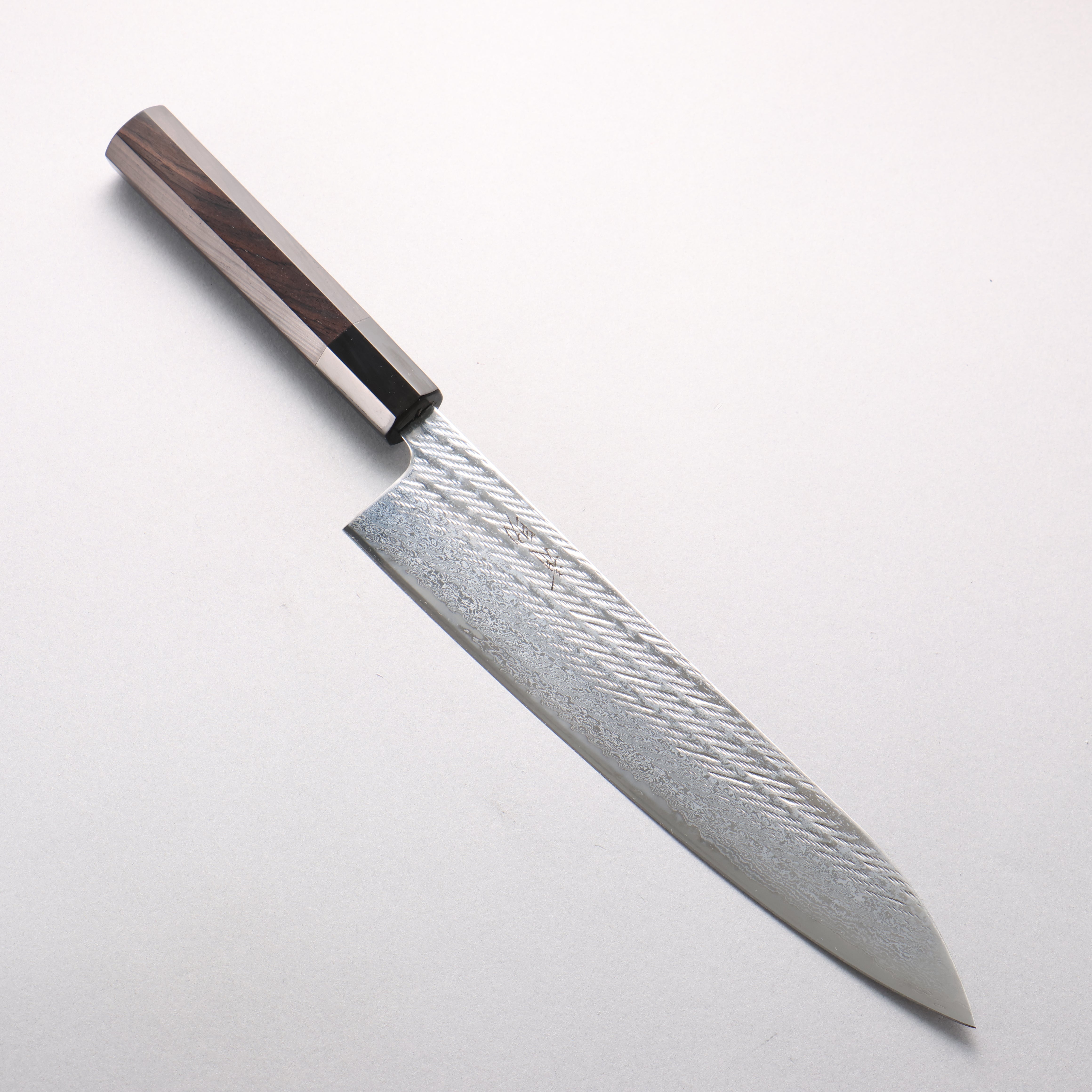 Seisuke Silver Steel No.3 Damascus Rope Pattern Gyuto 240mm Ebony Wood (ferrule: Black Water Buffalo Horn) Handle - Seisuke Knife