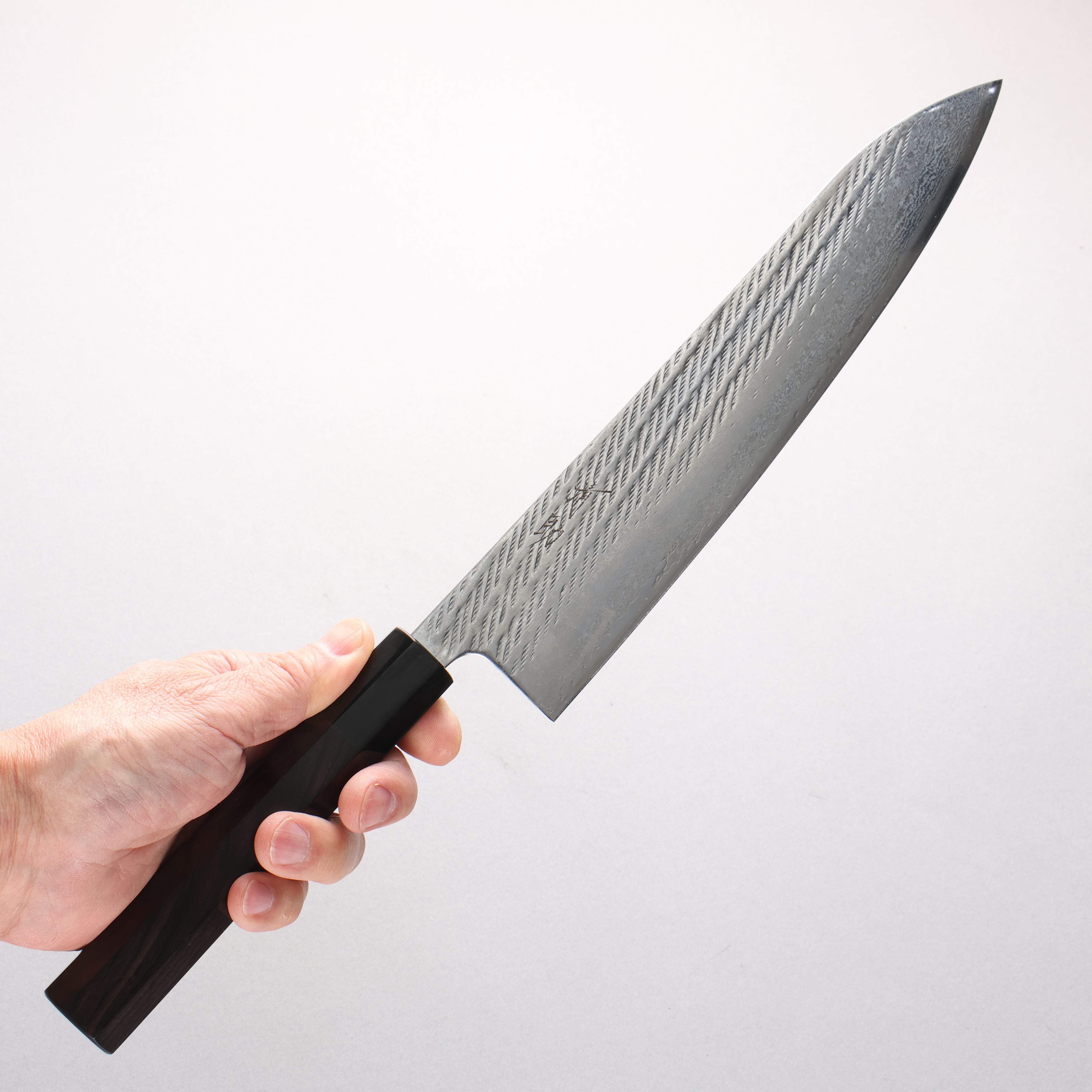 Seisuke Silver Steel No.3 Damascus Rope Pattern Gyuto 240mm Ebony Wood (ferrule: Black Water Buffalo Horn) Handle - Seisuke Knife