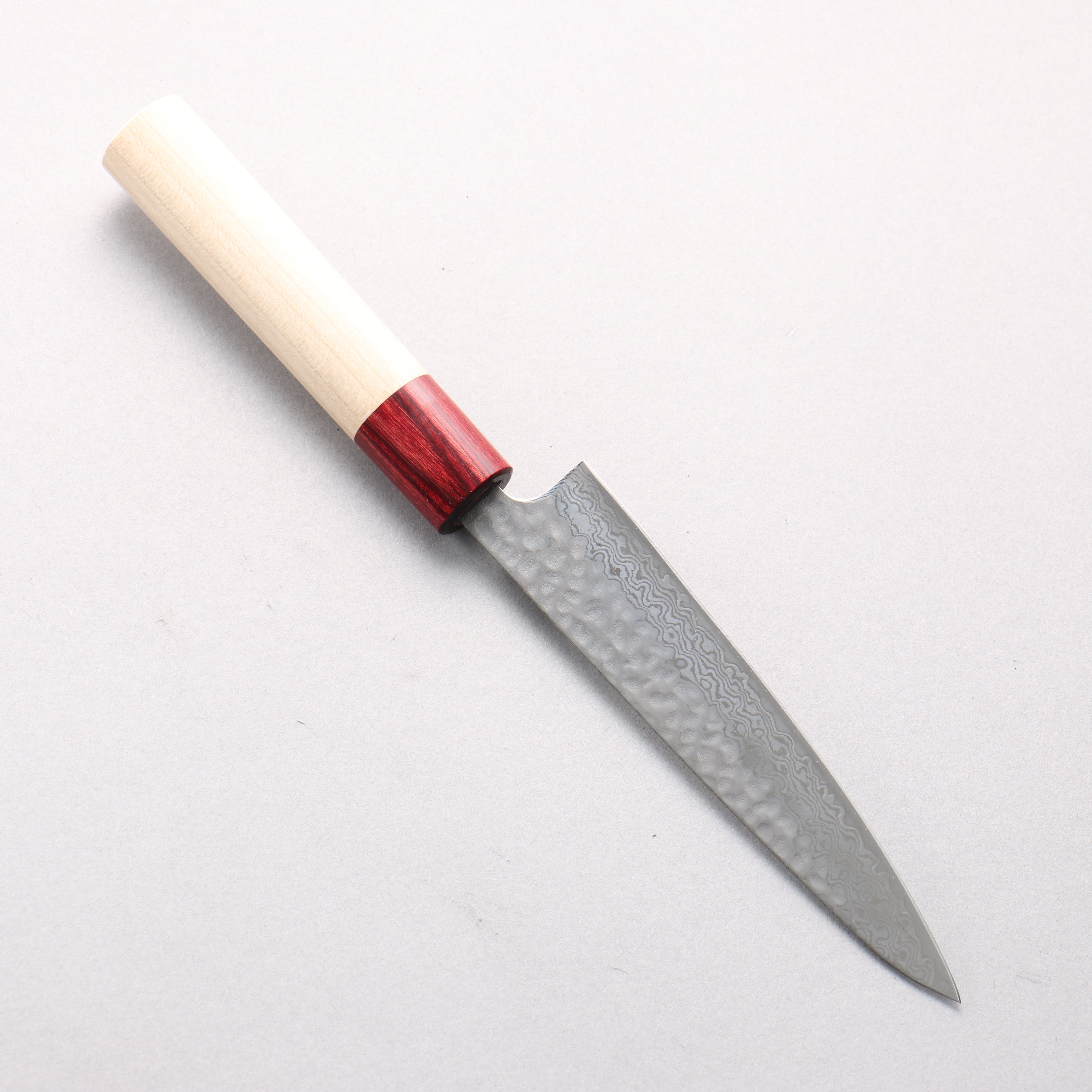 Seisuke Geppaku Silver Steel No.3 Hammered Damascus Petty-Utility 135mm Magnolia Handle - Seisuke Knife