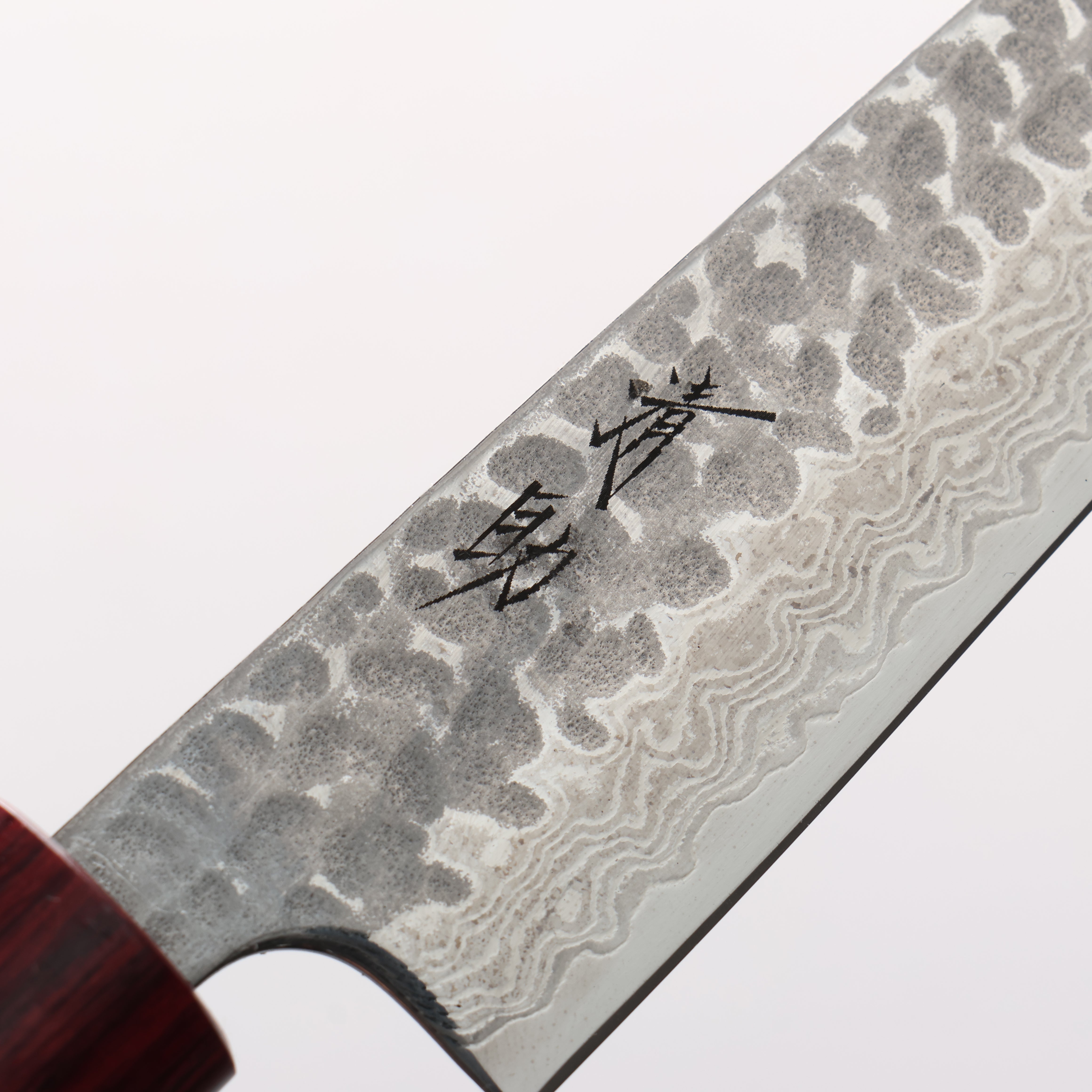 Seisuke Geppaku Silver Steel No.3 Hammered Damascus Petty-Utility 135mm Magnolia Handle - Seisuke Knife