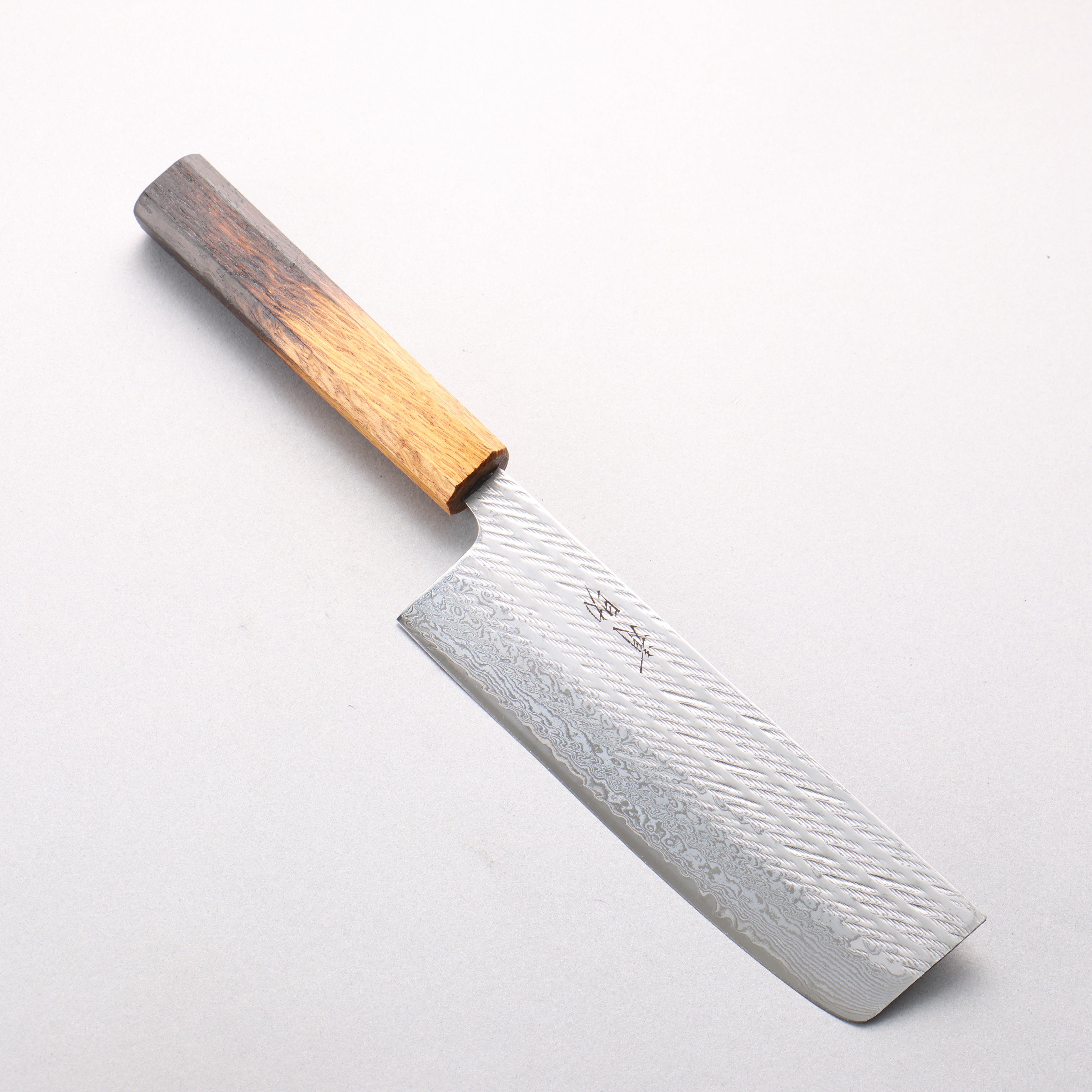 Seisuke AUS10 Damascus Rope Pattern Nakiri 165mm Burnt Oak Handle - Seisuke Knife