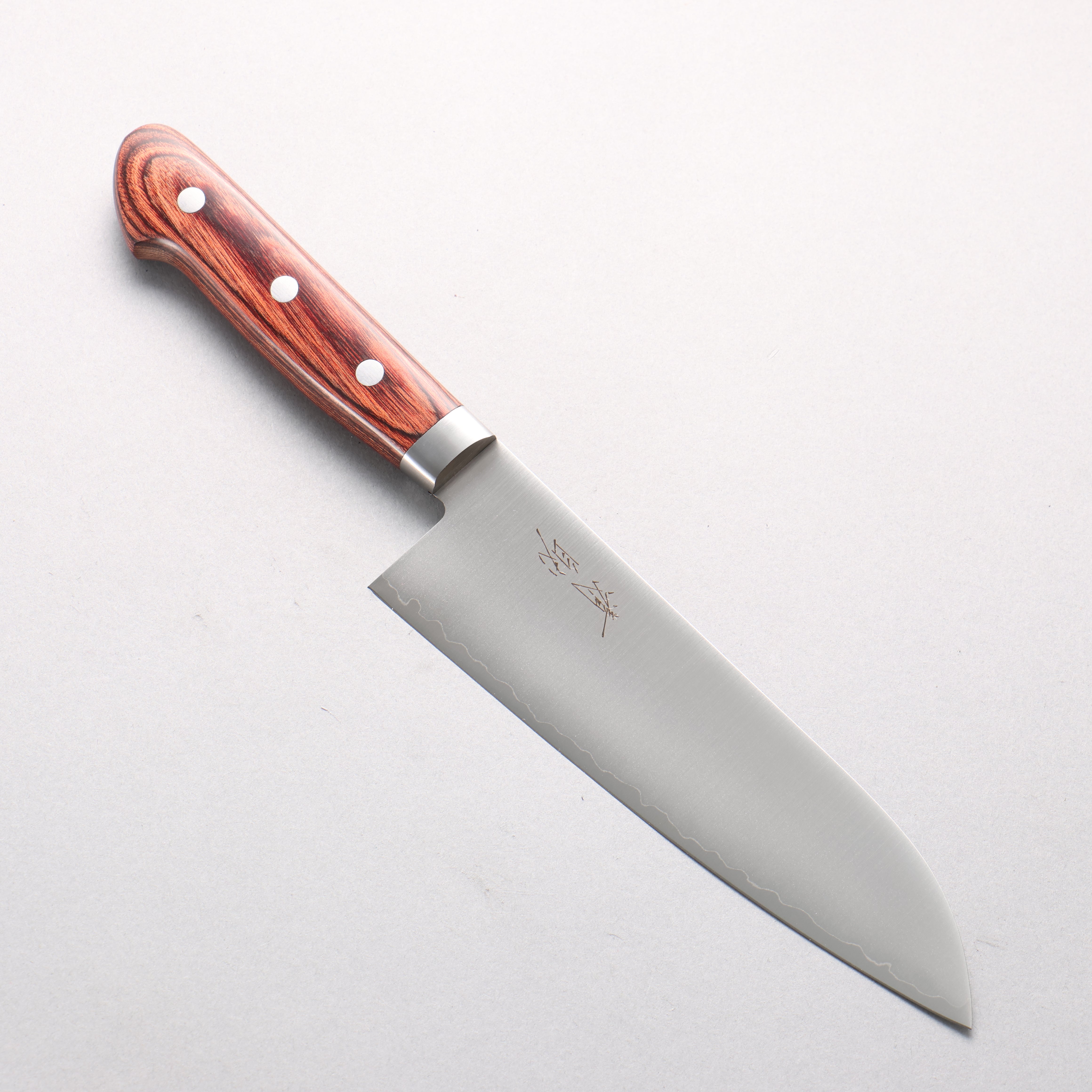 Seisuke VG1 Horizontally Brushed Santoku 165mm Mahogany Handle - Seisuke Knife