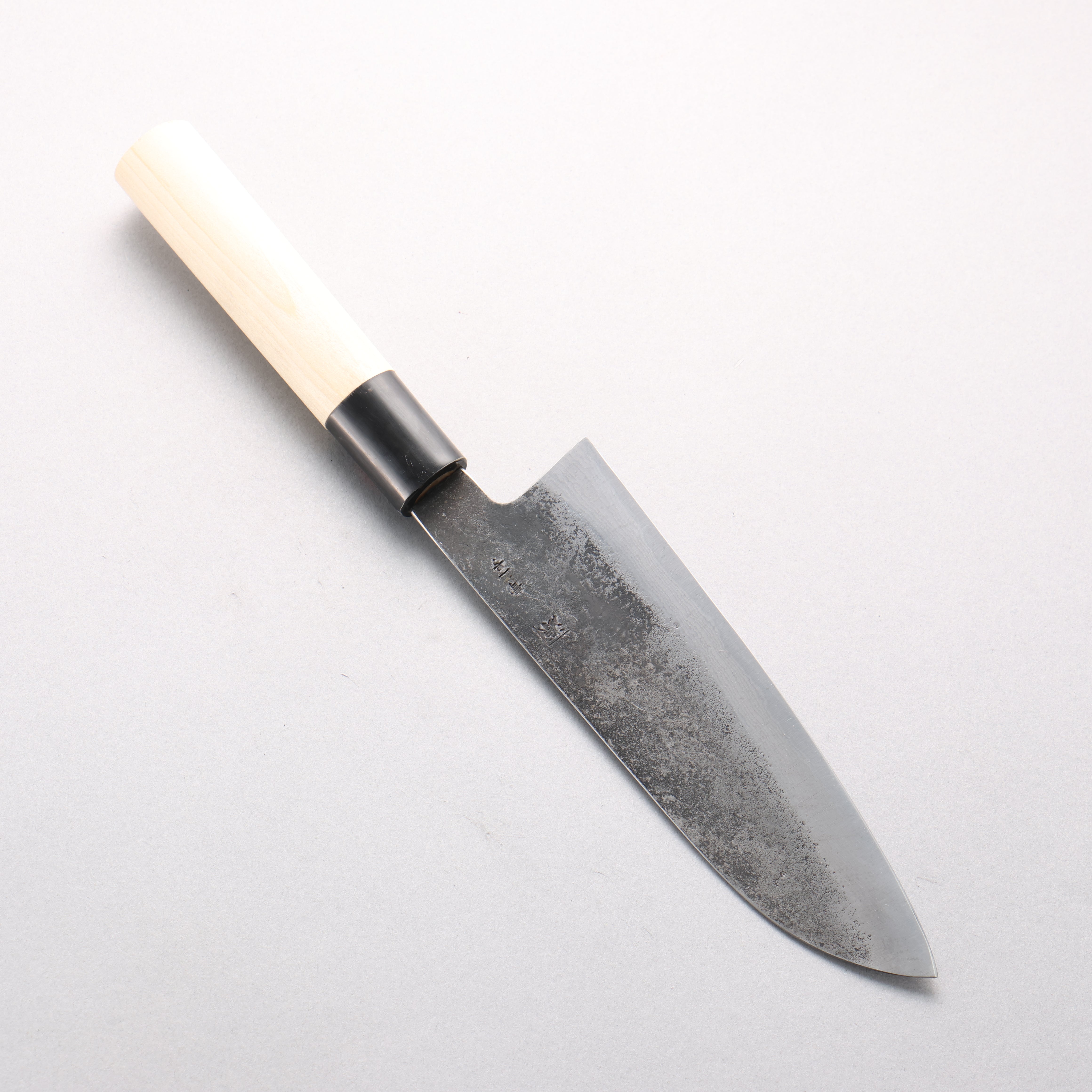 Shigeki Tanaka Blue Steel No.2 Damascus Kurouchi Santoku 170mm Magnolia Handle - Seisuke Knife