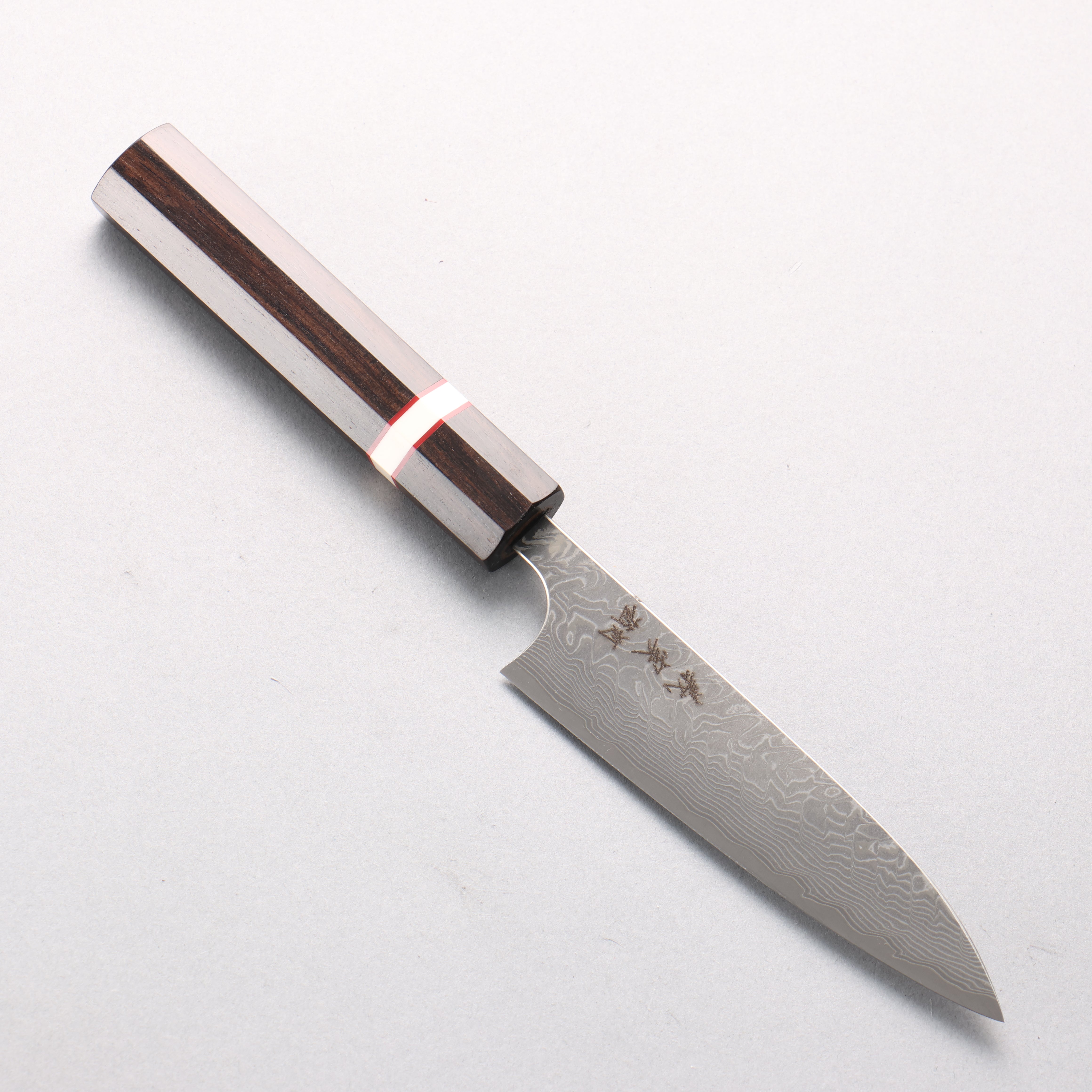 Yoshimi Kato SG2 Black Damascus Petty-Utility 120mm Ebony Wood(With White Ring) Handle - Seisuke Knife