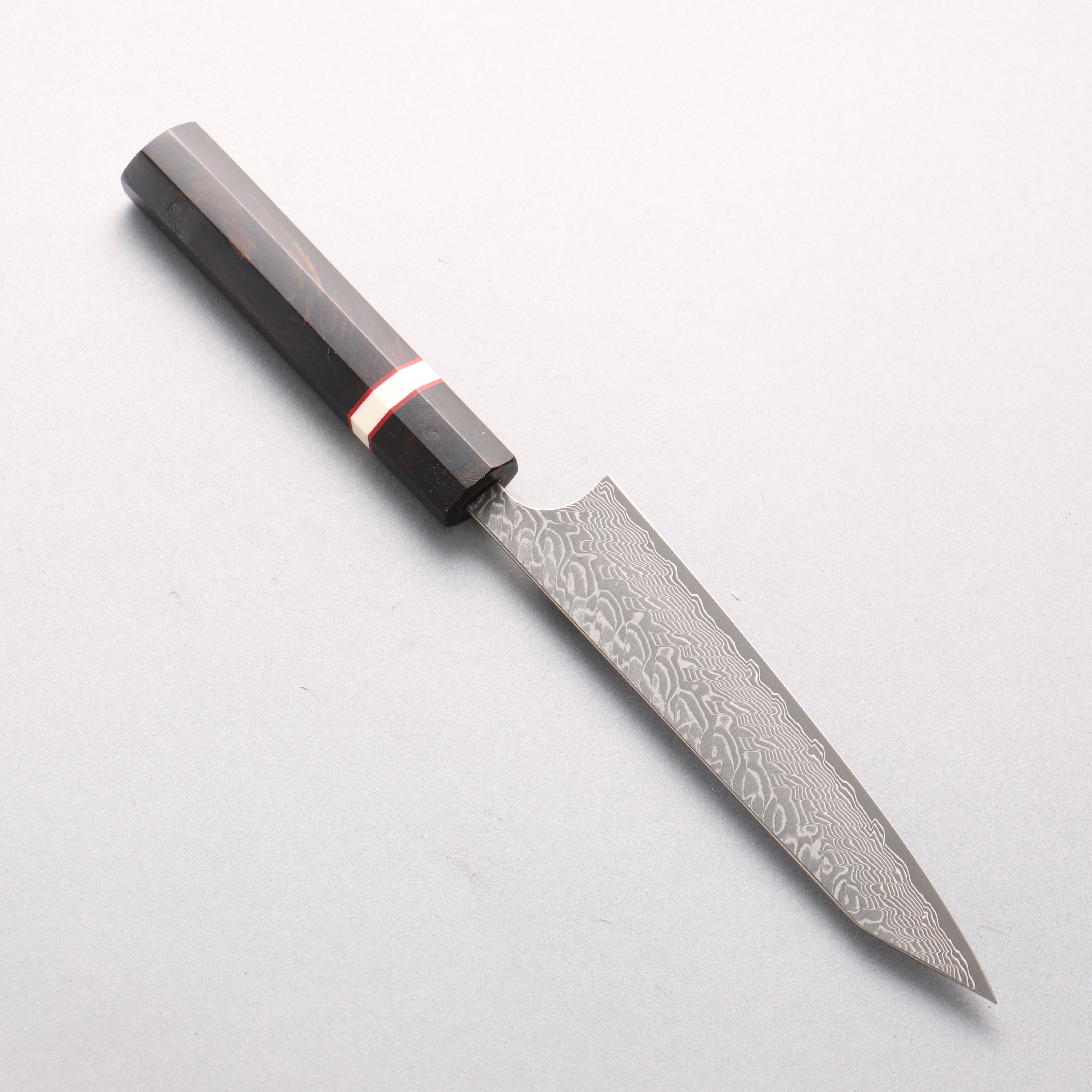 Yoshimi Kato SG2 Black Damascus Kiritsuke Petty-Utility 150mm Ebony Wood(With White Ring) Handle - Seisuke Knife